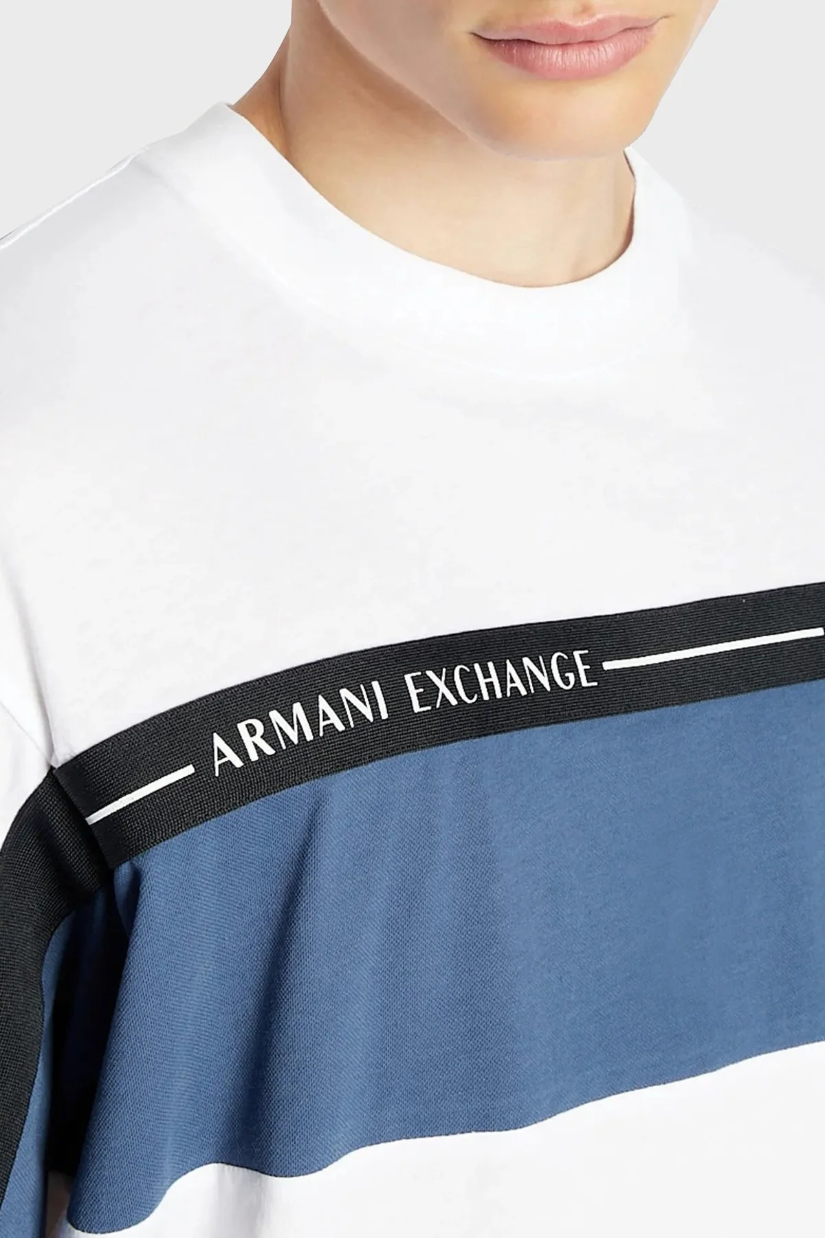 Armani Exchange % 100 Pamuk Loose Fit Bisiklet Yaka Erkek T Shirt 3RZMFD ZJGEZ 81AV BEYAZ - 2
