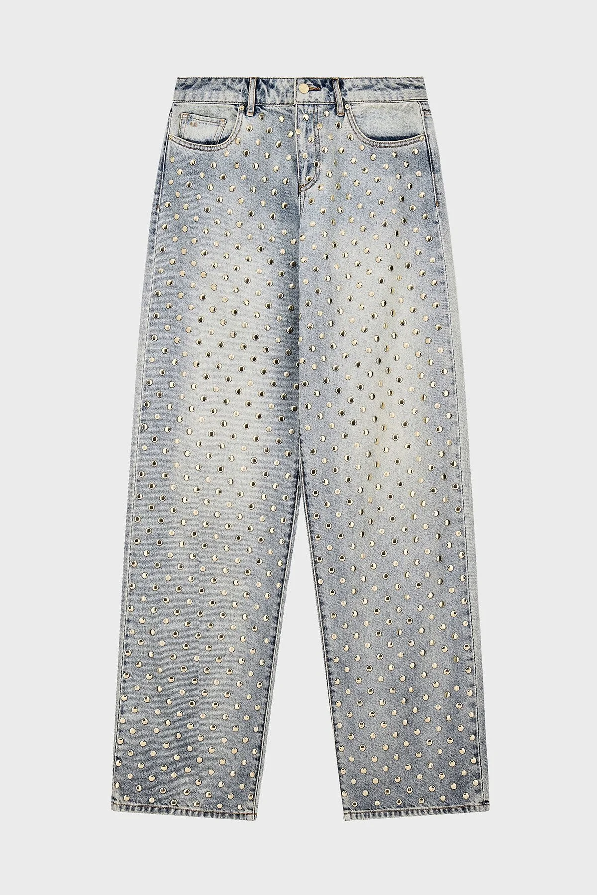 Armani Exchange %100 Pamuk Oversize Fit Zımba Detaylı Jeans Kadın Kot Pantolon XW000056 AF25775 MB003 Açık mavi - 2