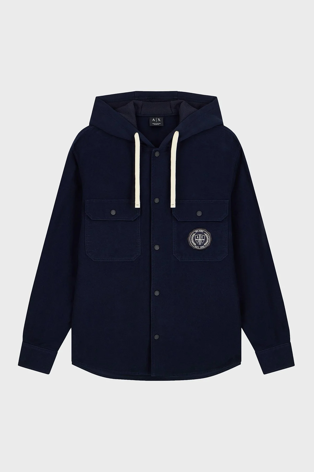 Armani Exchange % 100 Pamuk Oversize Göğüs Cepli Erkek Gömlek XM003259 AF27115 UB101 Lacivert - 4