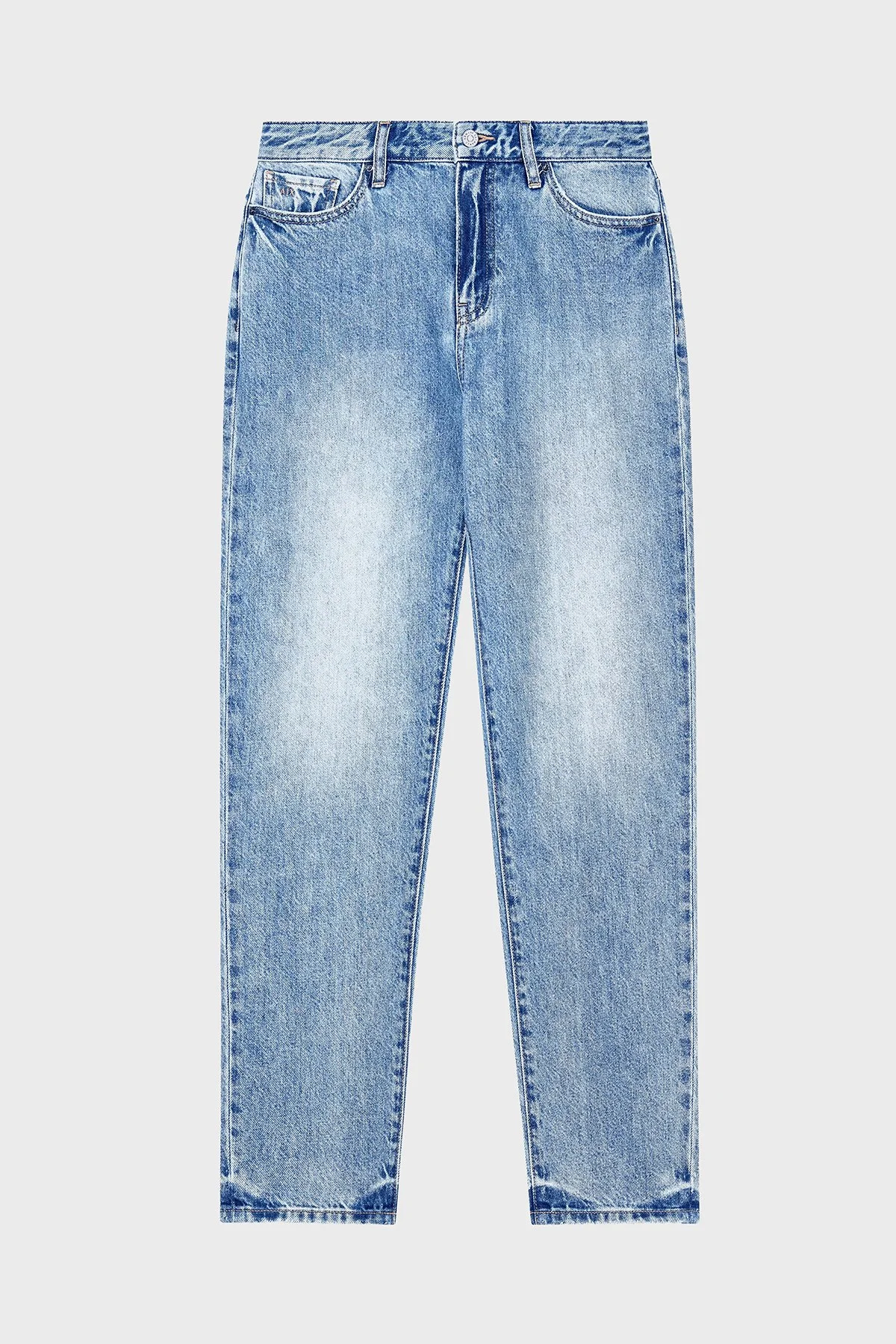 Armani Exchange %100 Pamuk Rahat Kalıp Yüksek Bel Jeans Kadın Kot Pantolon XW000073 AF21360 MB003 Açık mavi - 5