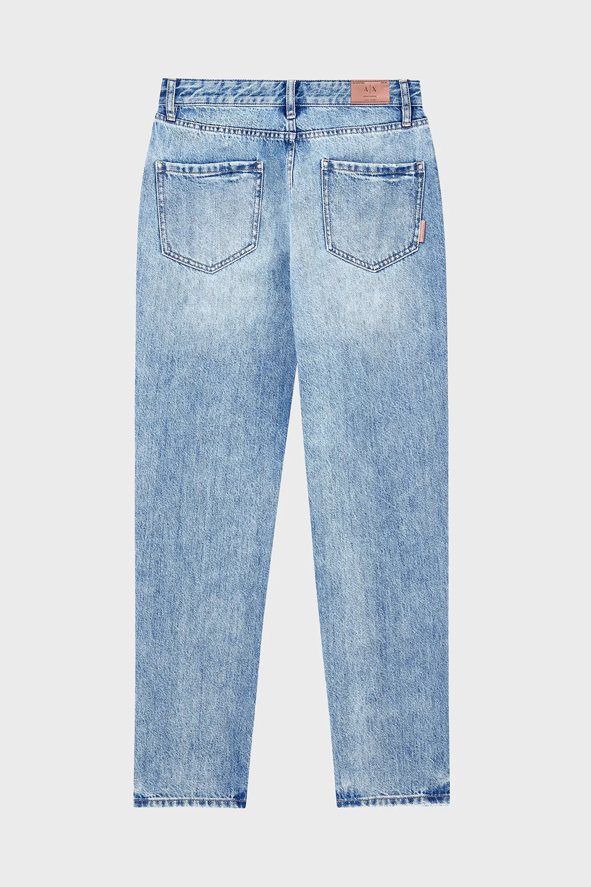 Armani Exchange %100 Pamuk Rahat Kalıp Yüksek Bel Jeans Kadın Kot Pantolon XW000073 AF21360 MB003 Açık mavi - 6
