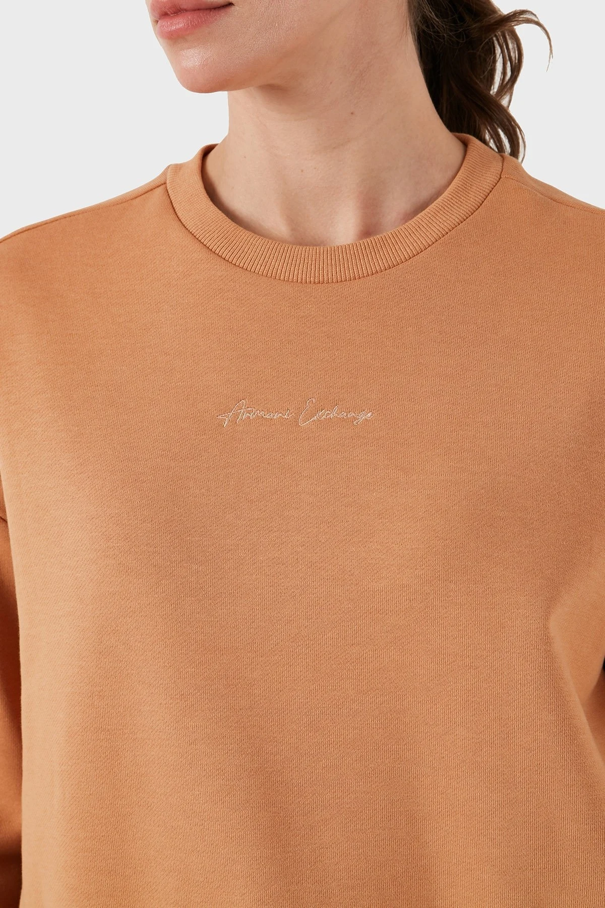 Armani Exchange % 100 Pamuk Regular Fit Bisiklet Yaka Bayan Sweat 6DYM70 YJEEZ 1788 Tarçın - 10