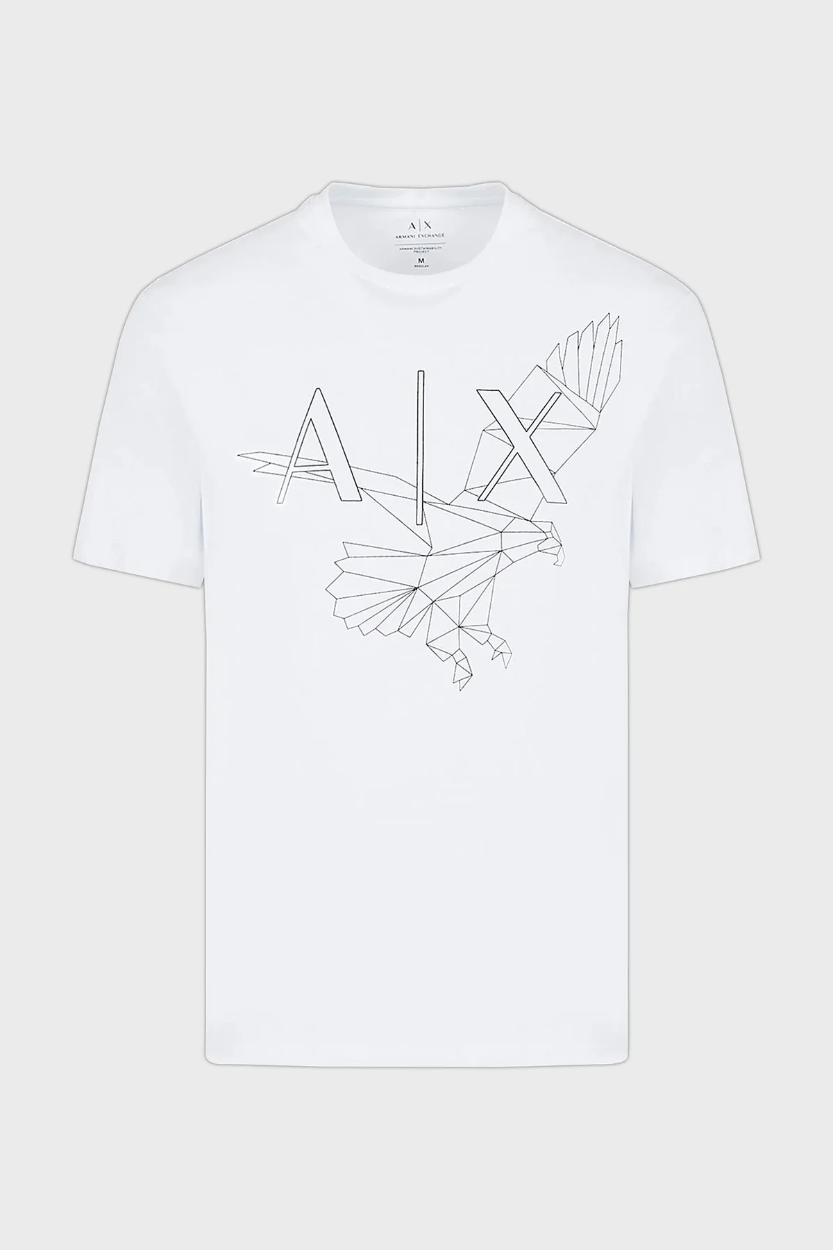 Armani Exchange % 100 Pamuk Regular Fit Bisiklet Yaka Erkek T Shirt 3RZTBF ZJ9TZ 1100 BEYAZ - 4