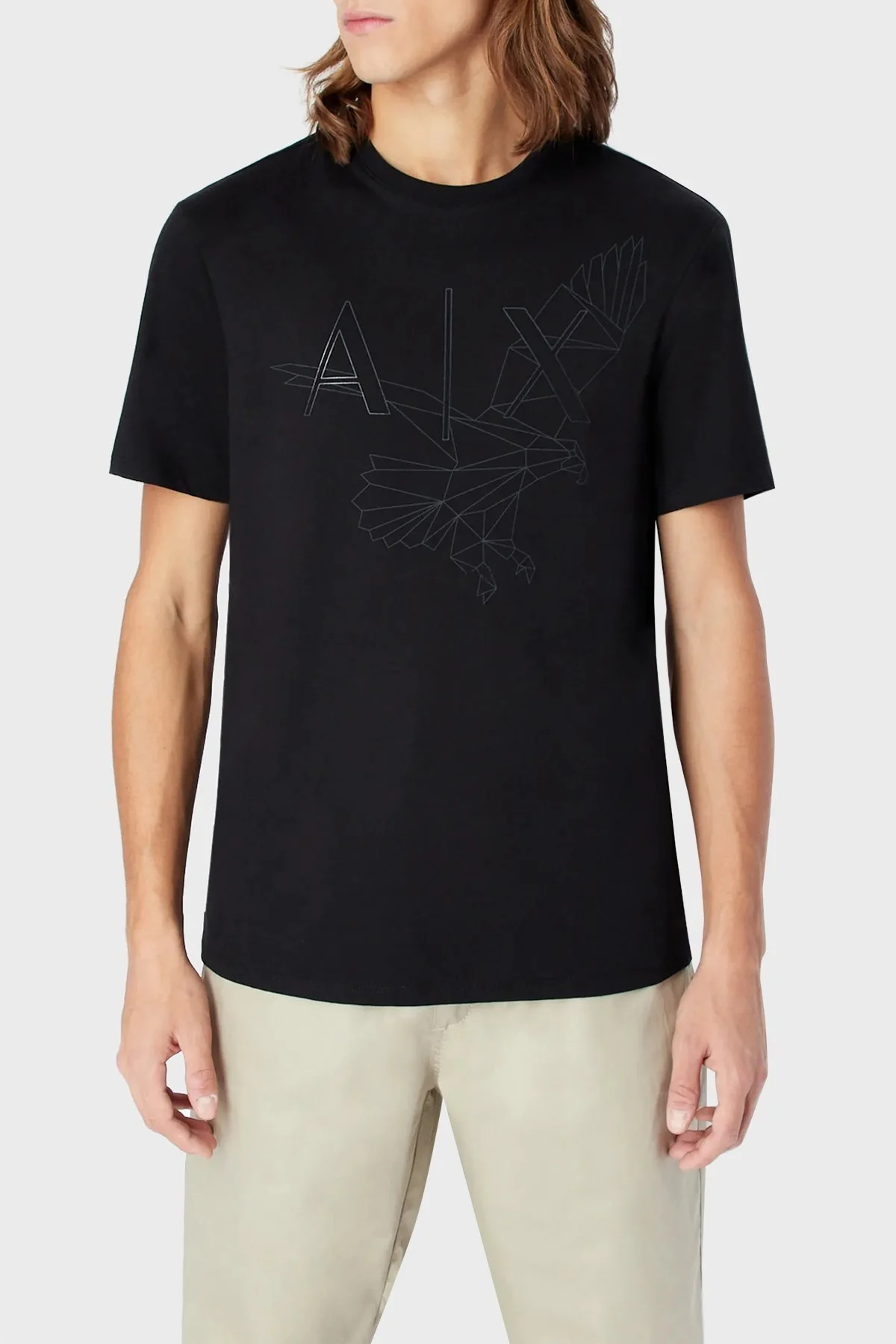 Armani Exchange % 100 Pamuk Regular Fit Bisiklet Yaka Erkek T Shirt 3RZTBF ZJ9TZ 1200 SİYAH - 1