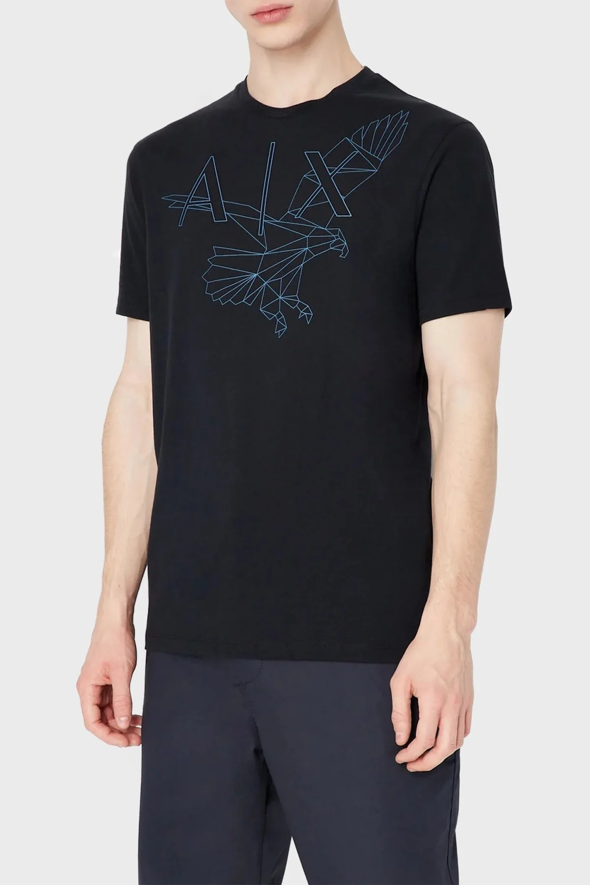 Armani Exchange % 100 Pamuk Regular Fit Bisiklet Yaka Erkek T Shirt 3RZTBF ZJ9TZ 1510 LACİVERT - 1