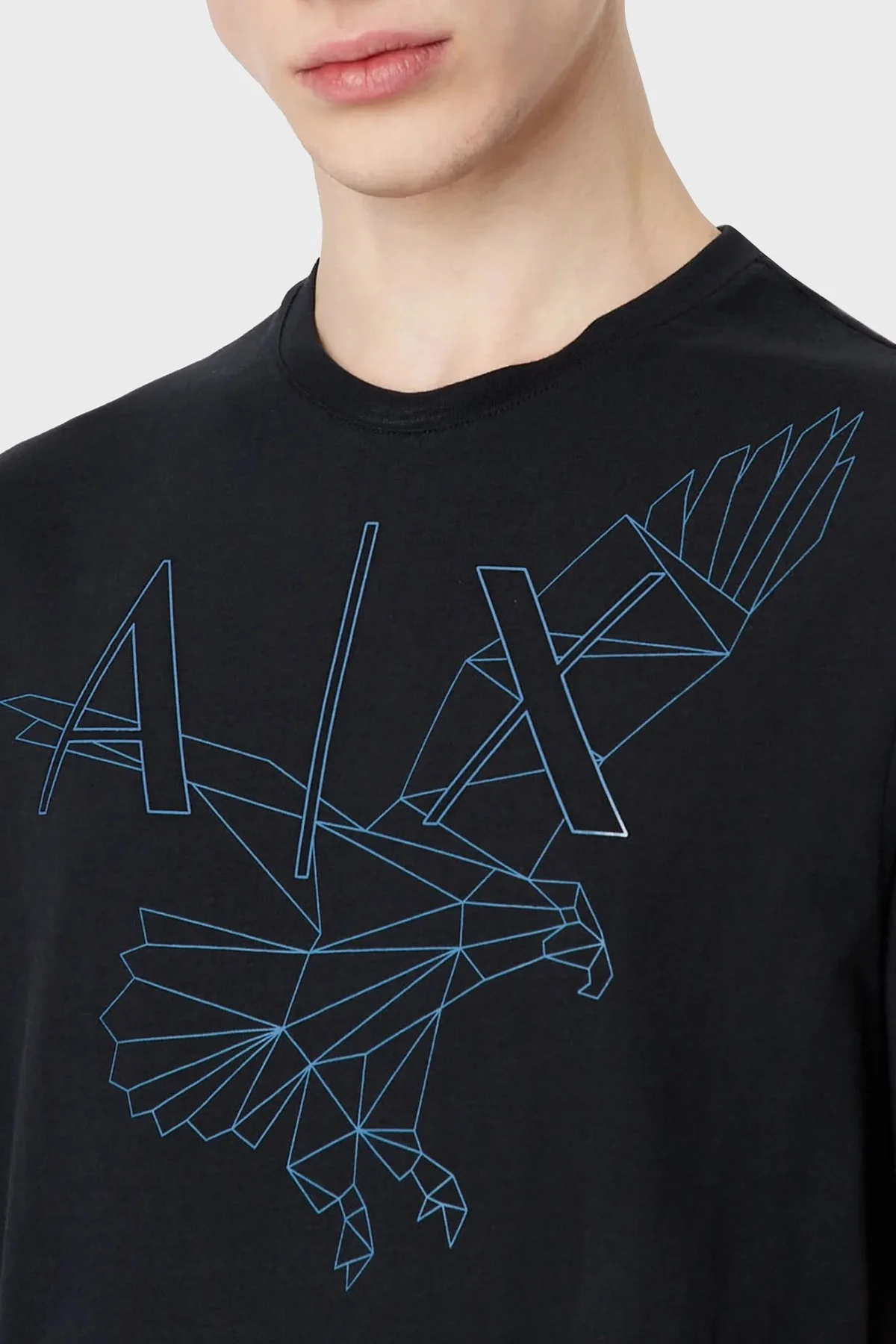 Armani Exchange % 100 Pamuk Regular Fit Bisiklet Yaka Erkek T Shirt 3RZTBF ZJ9TZ 1510 LACİVERT - 3