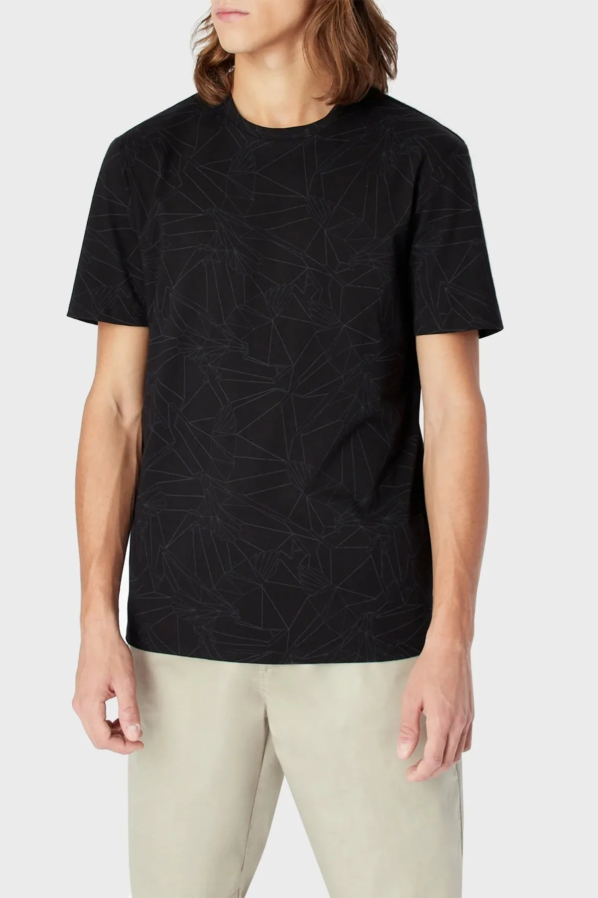 Armani Exchange % 100 Pamuk Regular Fit Bisiklet Yaka Erkek T Shirt 3RZTBP ZJ9TZ 8271 SİYAH - 1