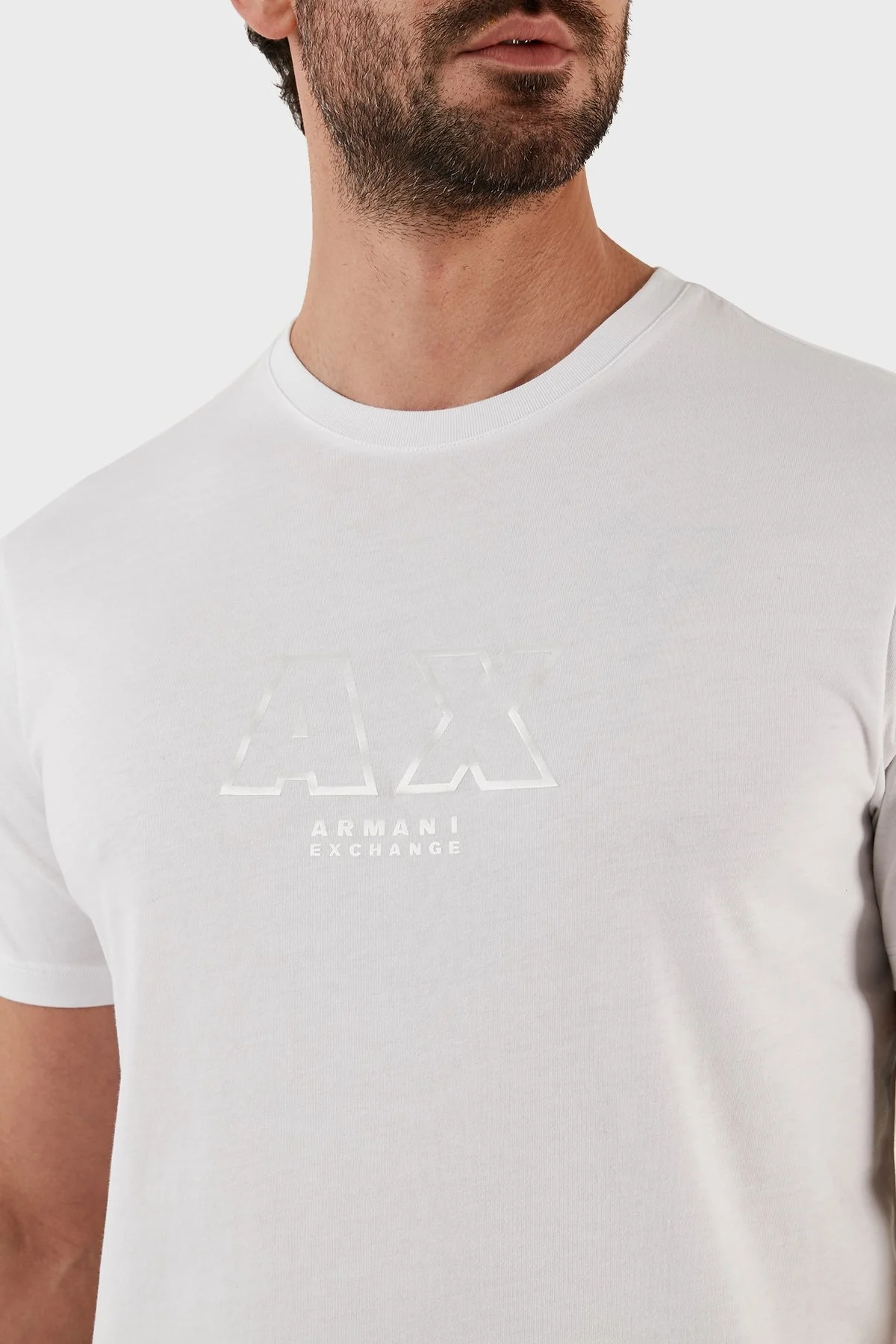 Armani Exchange % 100 Pamuk Regular Fit Bisiklet Yaka Erkek T Shirt 3RZTCG ZJ3VZ 1100 BEYAZ - 2