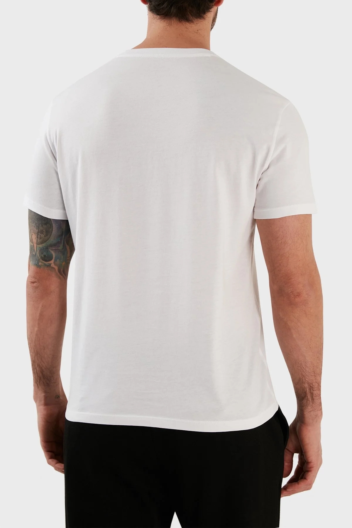 Armani Exchange % 100 Pamuk Regular Fit Bisiklet Yaka Erkek T Shirt 3RZTCG ZJ3VZ 1100 BEYAZ - 5