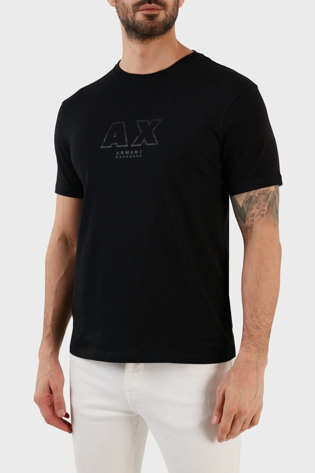 Armani Exchange % 100 Pamuk Regular Fit Bisiklet Yaka Erkek T Shirt 3RZTCG ZJ3VZ 1200 SİYAH - 2