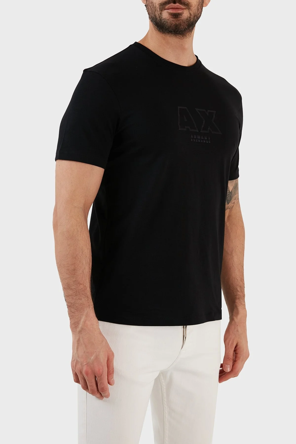 Armani Exchange % 100 Pamuk Regular Fit Bisiklet Yaka Erkek T Shirt 3RZTCG ZJ3VZ 1200 SİYAH - 3