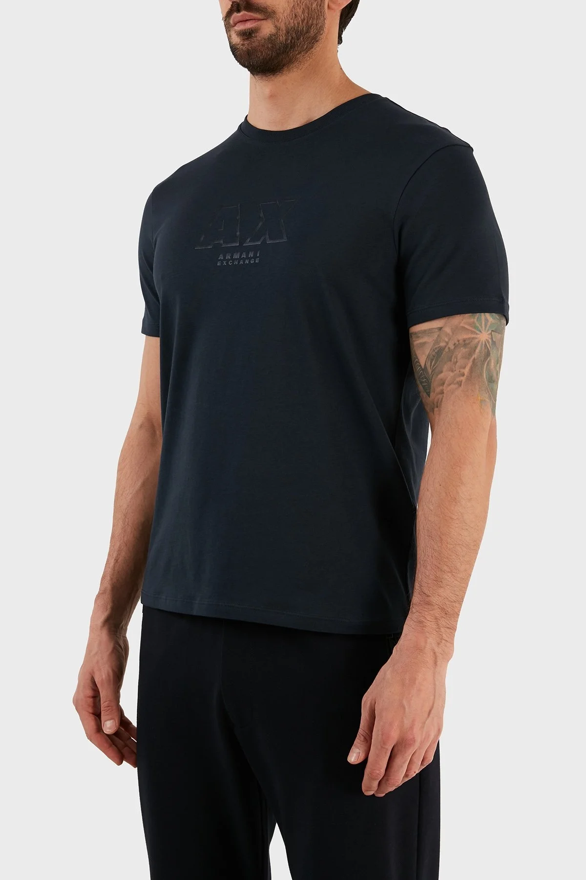 Armani Exchange % 100 Pamuk Regular Fit Bisiklet Yaka Erkek T Shirt 3RZTCG ZJ3VZ 1510 LACİVERT - 2