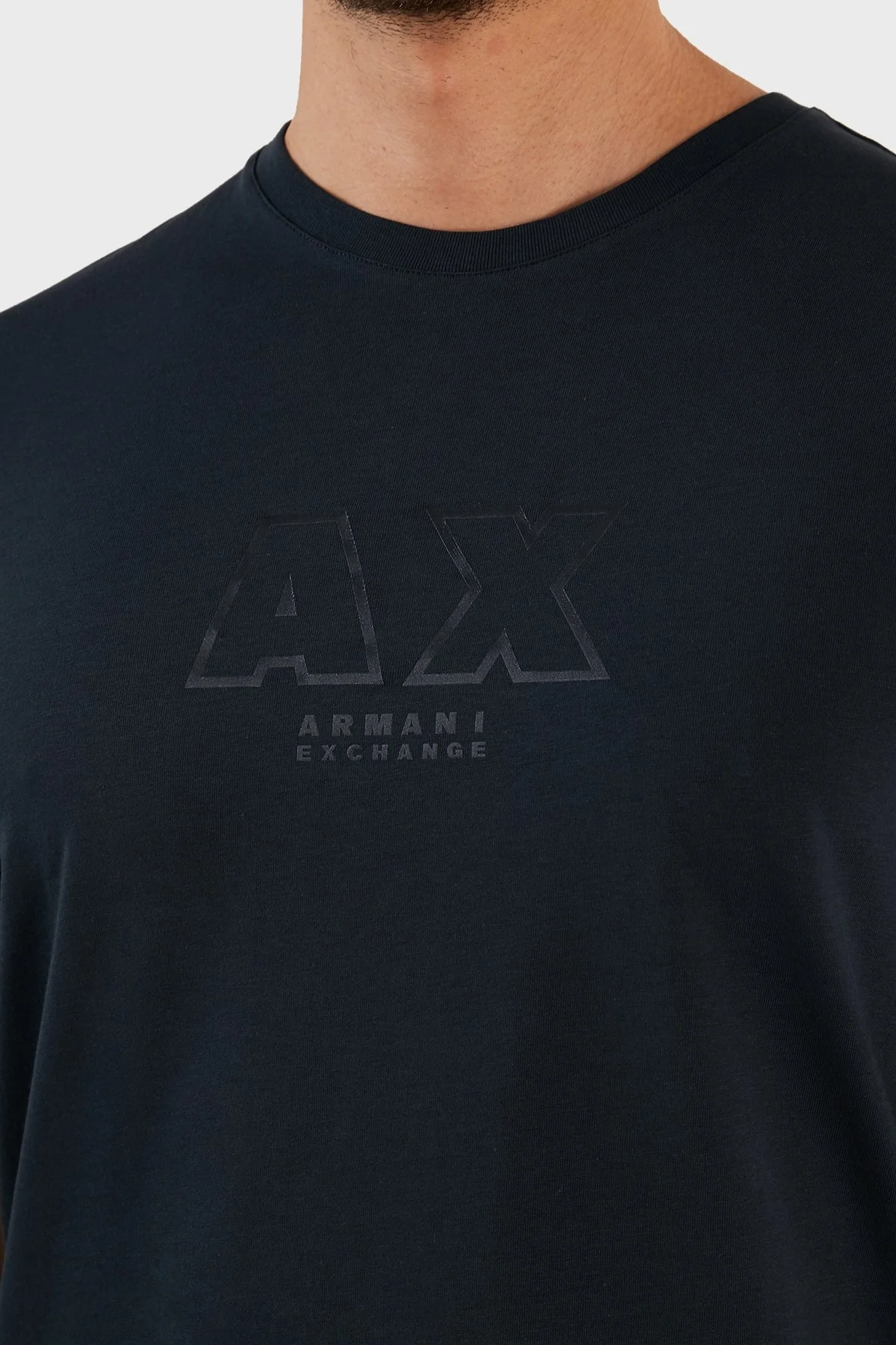 Armani Exchange % 100 Pamuk Regular Fit Bisiklet Yaka Erkek T Shirt 3RZTCG ZJ3VZ 1510 LACİVERT - 4