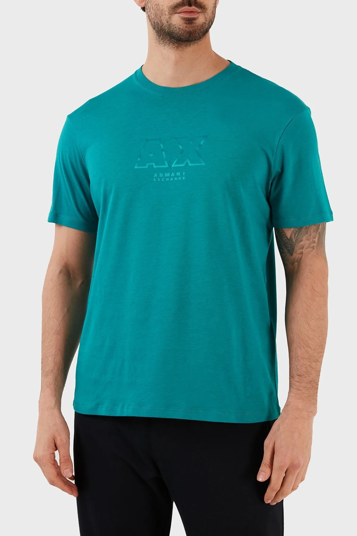 Armani Exchange % 100 Pamuk Regular Fit Bisiklet Yaka Erkek T Shirt 3RZTCG ZJ3VZ 15CL PETROL - 1