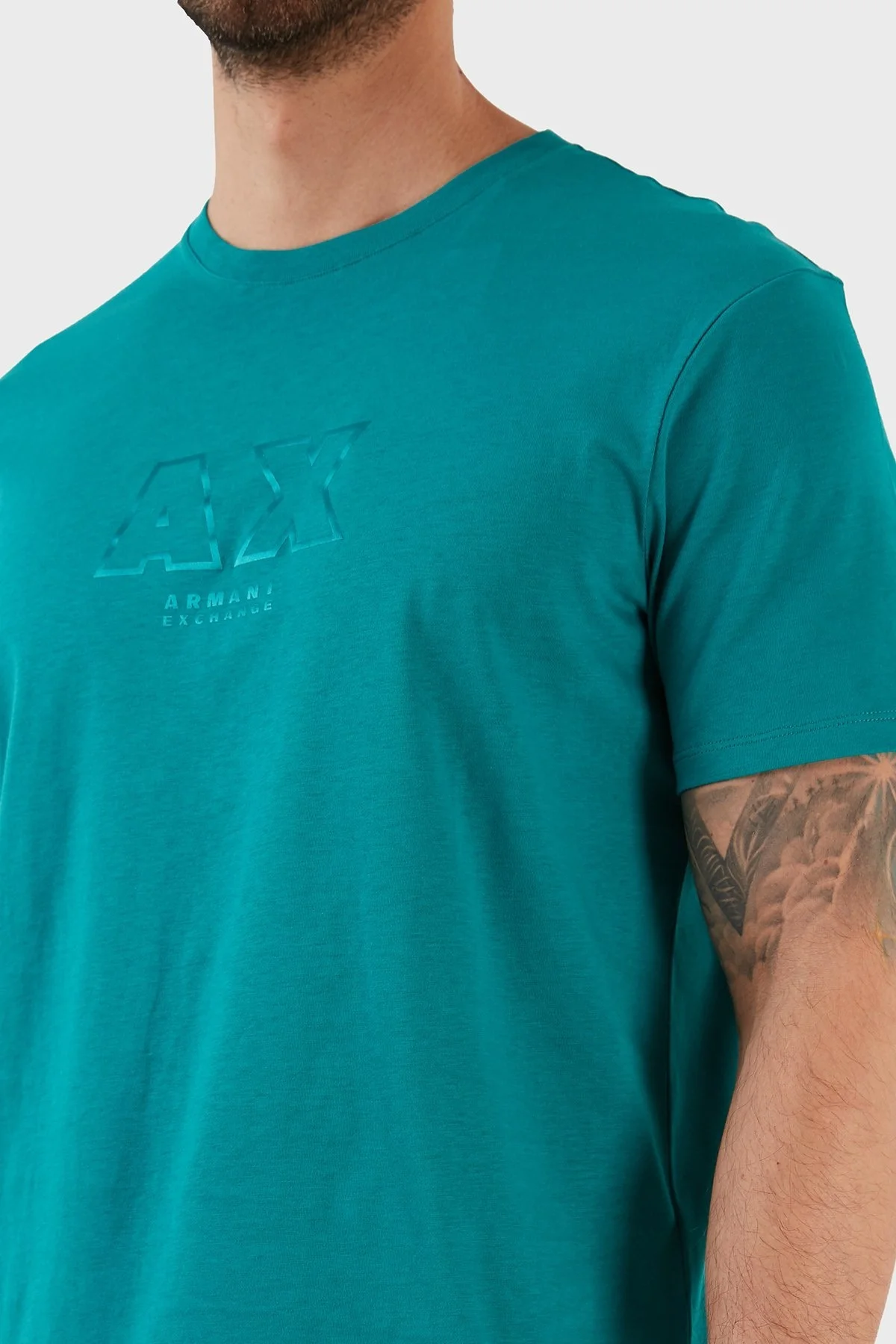 Armani Exchange % 100 Pamuk Regular Fit Bisiklet Yaka Erkek T Shirt 3RZTCG ZJ3VZ 15CL PETROL - 4