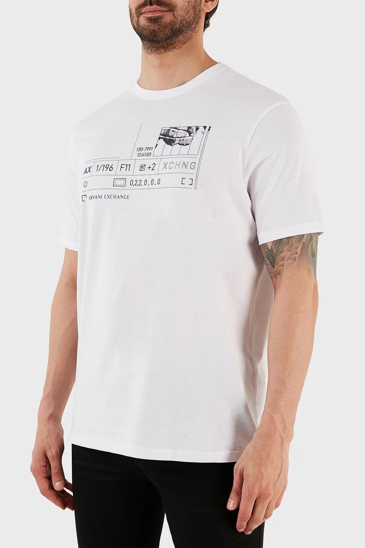 Armani Exchange % 100 Pamuk Regular Fit Bisiklet Yaka Erkek T Shirt 3RZTHS ZJH4Z 1100 BEYAZ - 2