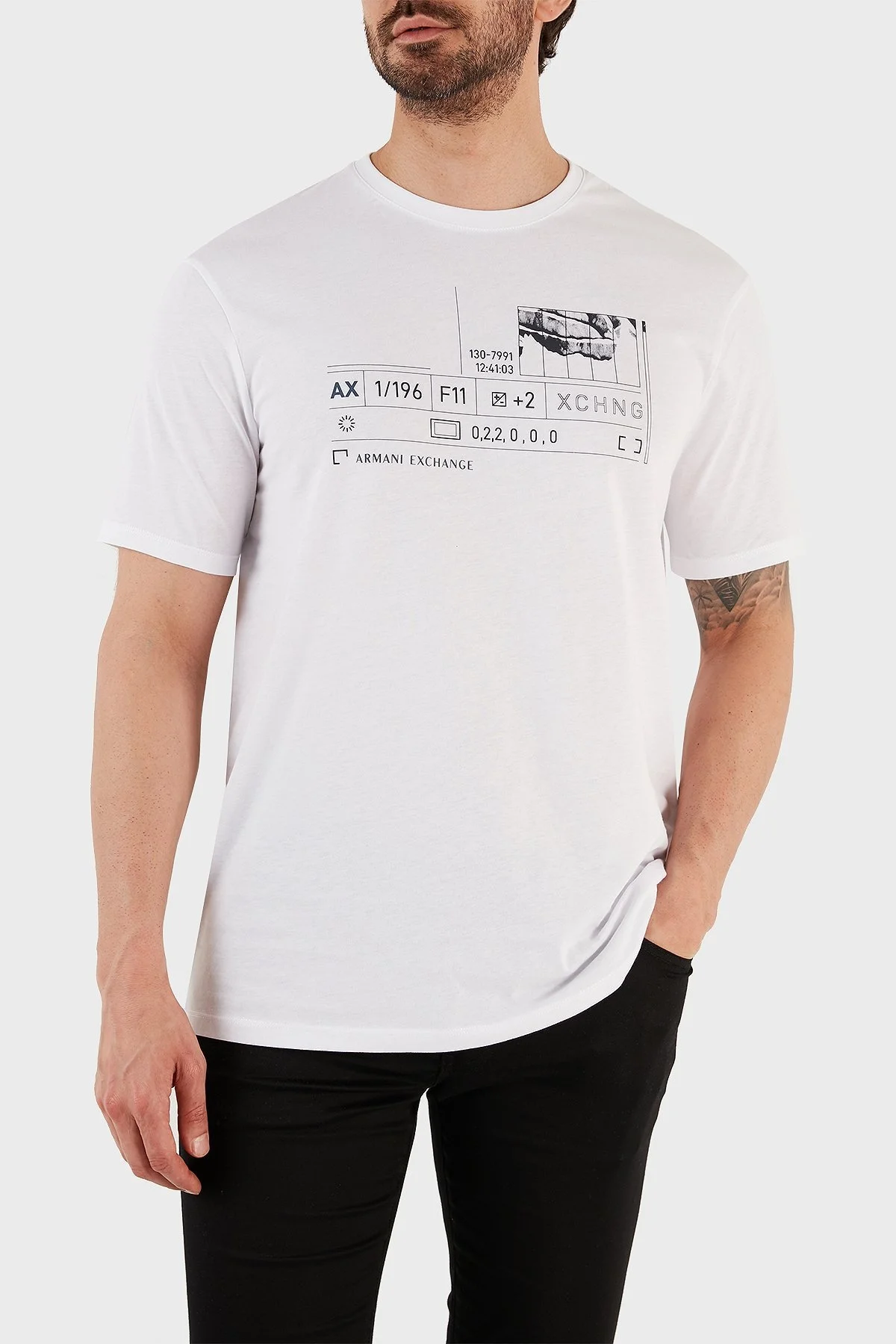 Armani Exchange % 100 Pamuk Regular Fit Bisiklet Yaka Erkek T Shirt 3RZTHS ZJH4Z 1100 BEYAZ - 3