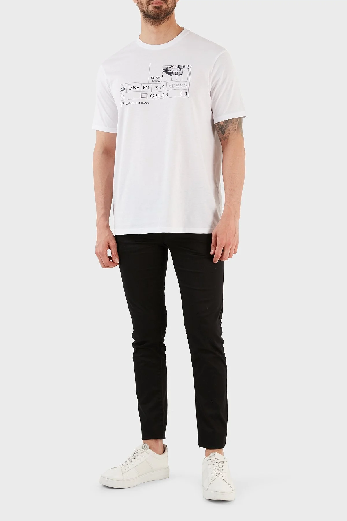 Armani Exchange % 100 Pamuk Regular Fit Bisiklet Yaka Erkek T Shirt 3RZTHS ZJH4Z 1100 BEYAZ - 4