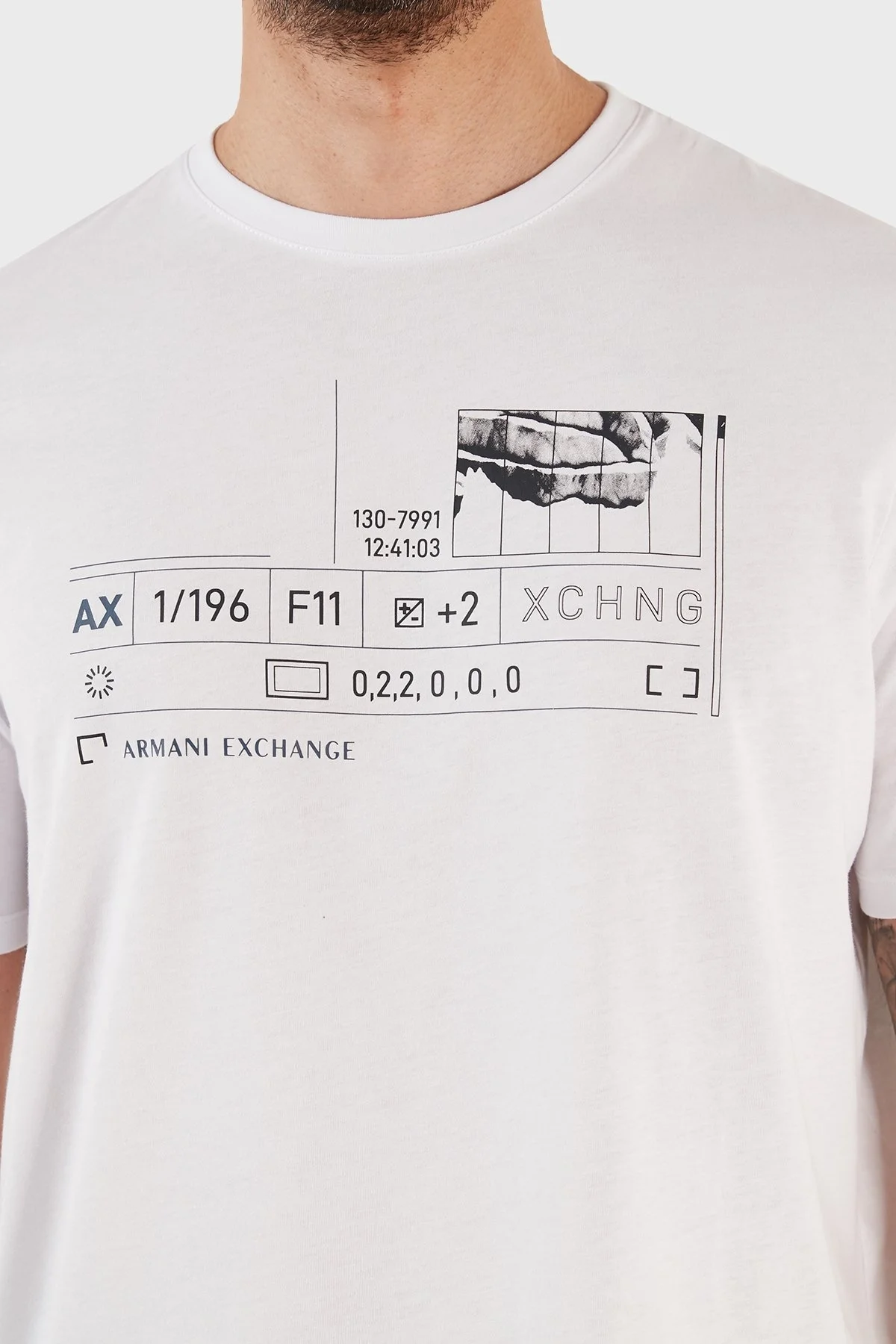 Armani Exchange % 100 Pamuk Regular Fit Bisiklet Yaka Erkek T Shirt 3RZTHS ZJH4Z 1100 BEYAZ - 5