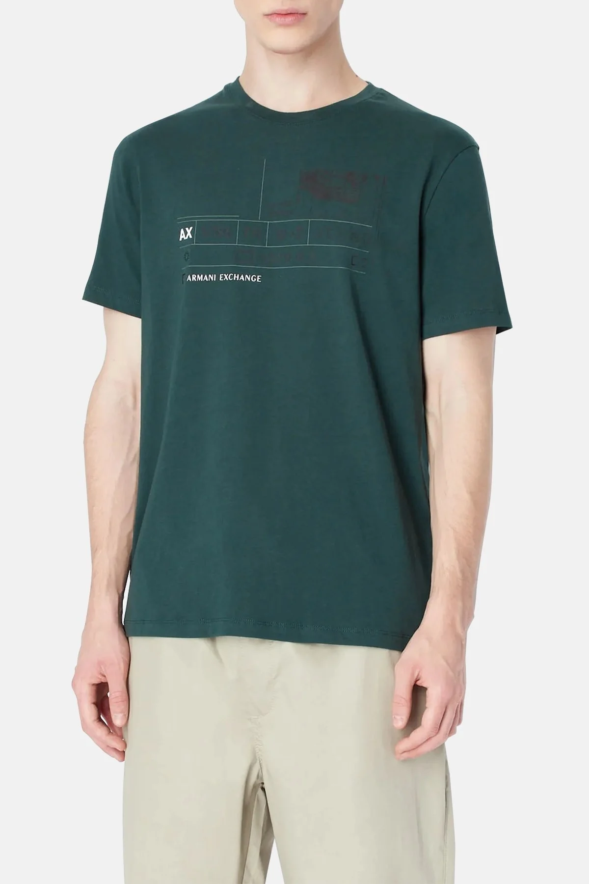 Armani Exchange % 100 Pamuk Regular Fit Bisiklet Yaka Erkek T Shirt 3RZTHS ZJH4Z 1882 HAKİ - 1