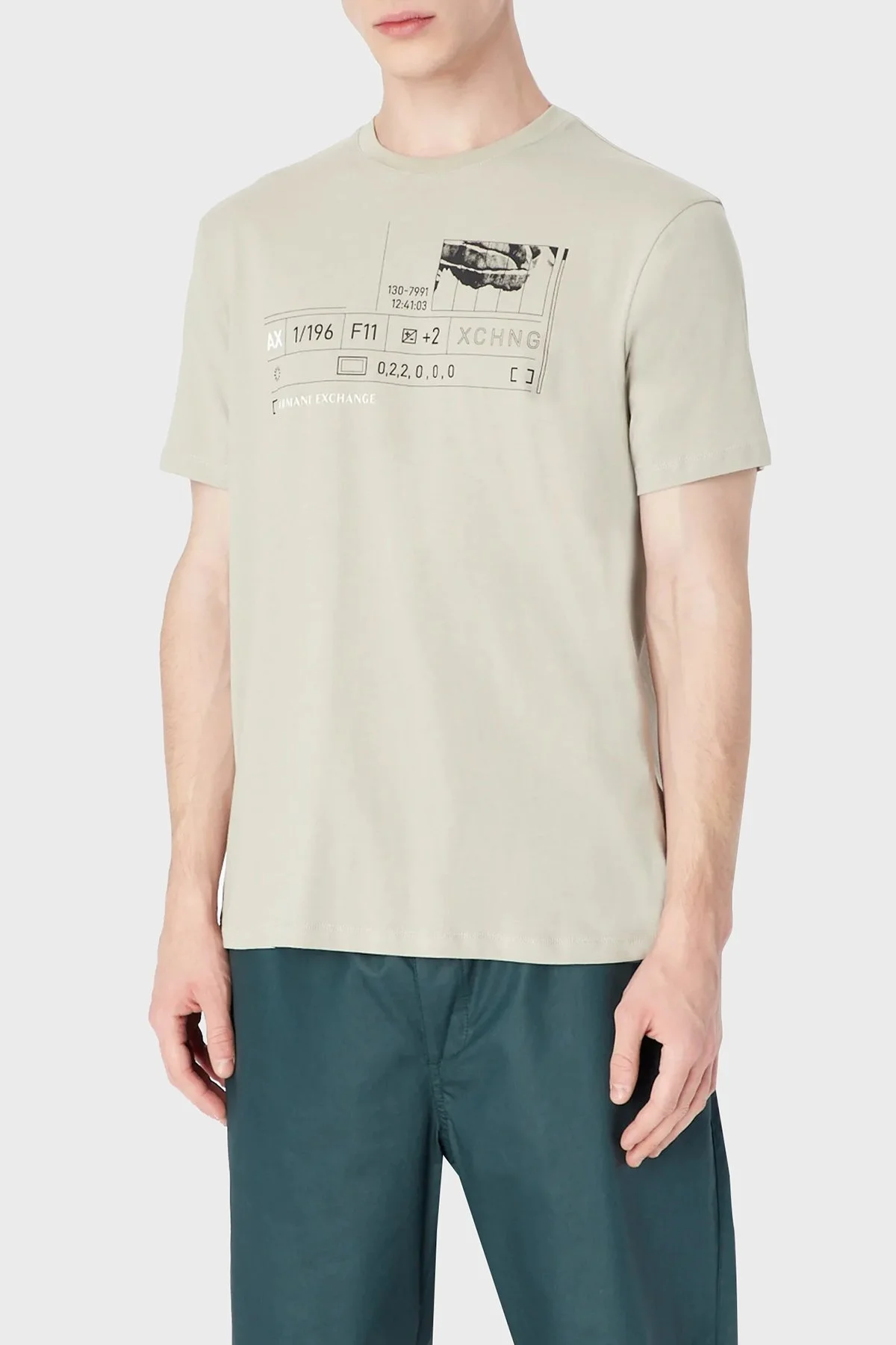 Armani Exchange % 100 Pamuk Regular Fit Bisiklet Yaka Erkek T Shirt 3RZTHS ZJH4Z 1940 BEJ - 1