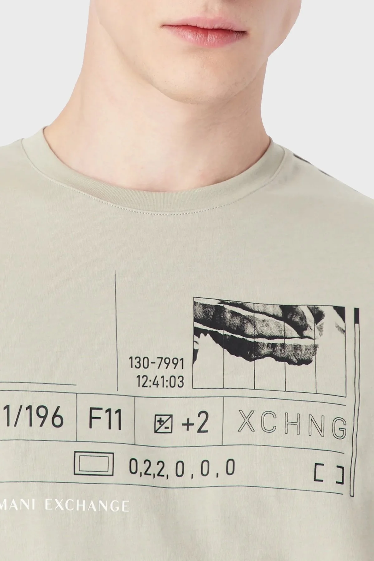 Armani Exchange % 100 Pamuk Regular Fit Bisiklet Yaka Erkek T Shirt 3RZTHS ZJH4Z 1940 BEJ - 2