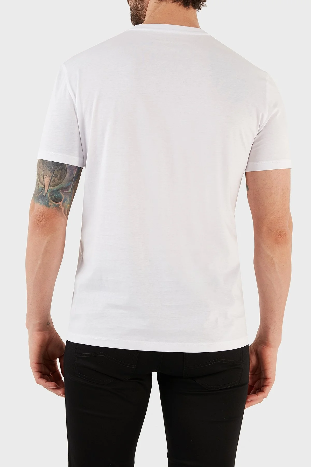 Armani Exchange % 100 Pamuk Regular Fit Bisiklet Yaka Erkek T Shirt 3RZTRA ZJ9AZ 1100 BEYAZ - 5