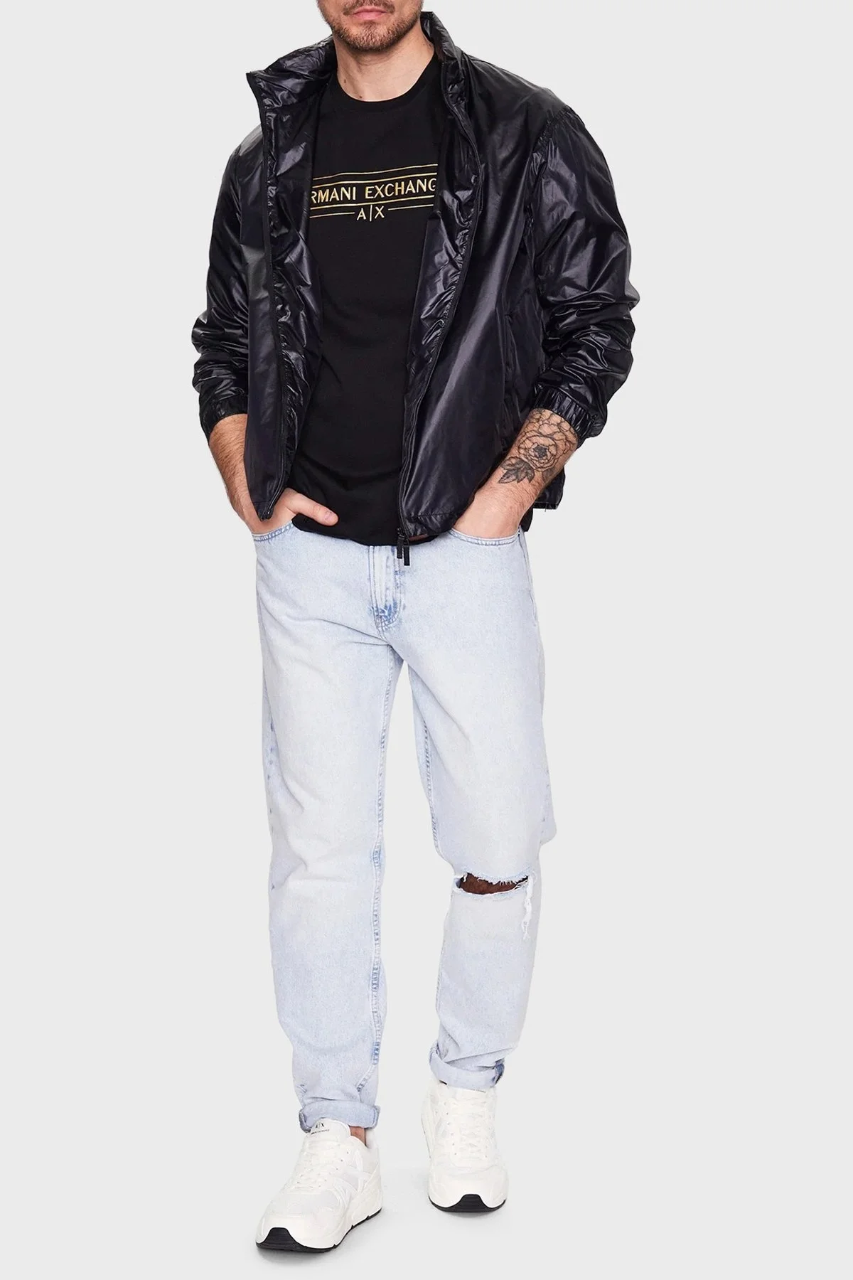 Armani Exchange % 100 Pamuk Regular Fit Bisiklet Yaka Erkek T Shirt 3RZTRA ZJ9AZ 1200 SİYAH - 2