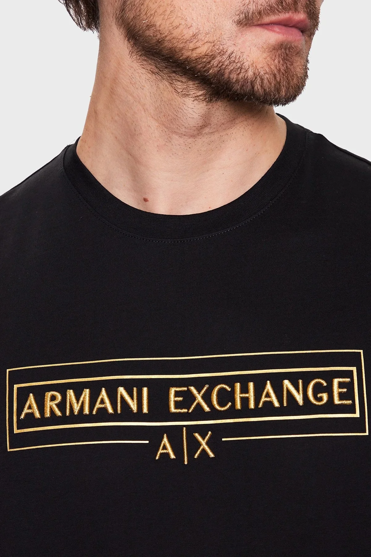 Armani Exchange % 100 Pamuk Regular Fit Bisiklet Yaka Erkek T Shirt 3RZTRA ZJ9AZ 1200 SİYAH - 4