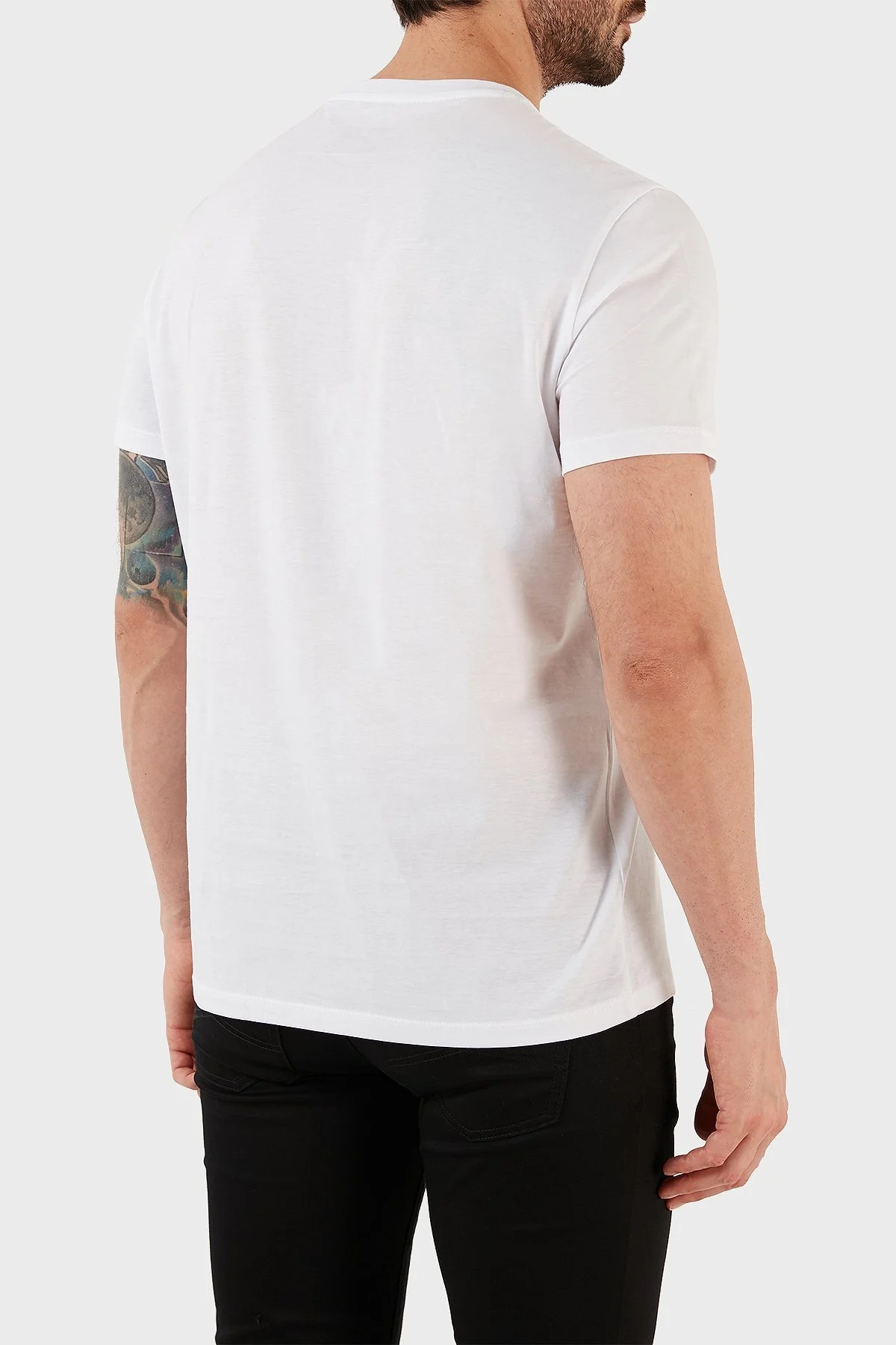 Armani Exchange % 100 Pamuk Regular Fit Bisiklet Yaka Erkek T Shirt 3RZTRB ZJ9AZ 1100 BEYAZ - 7