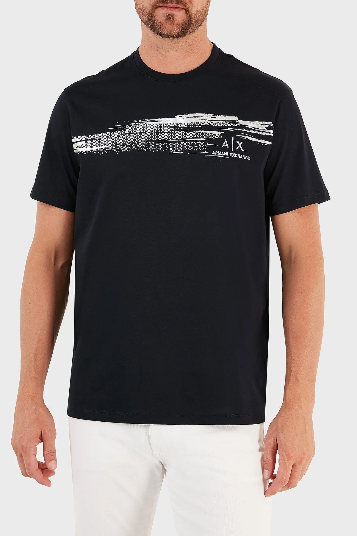 Armani Exchange % 100 Pamuk Regular Fit Bisiklet Yaka Erkek T Shirt 3RZTRB ZJ9AZ 1583 LACİVERT - 1