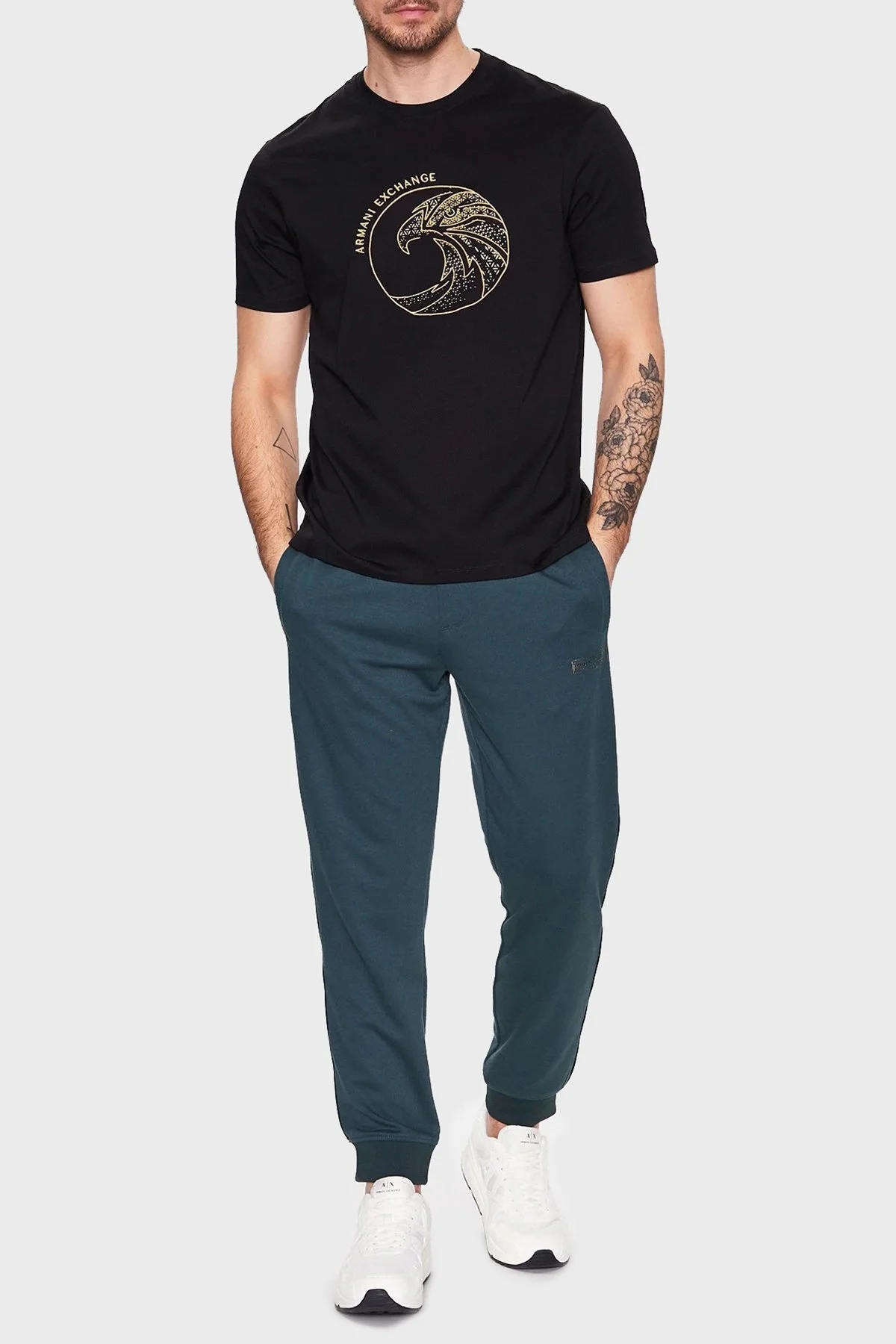 Armani Exchange % 100 Pamuk Regular Fit Bisiklet Yaka Erkek T Shirt 3RZTRD ZJ9AZ 1200 SİYAH - 2