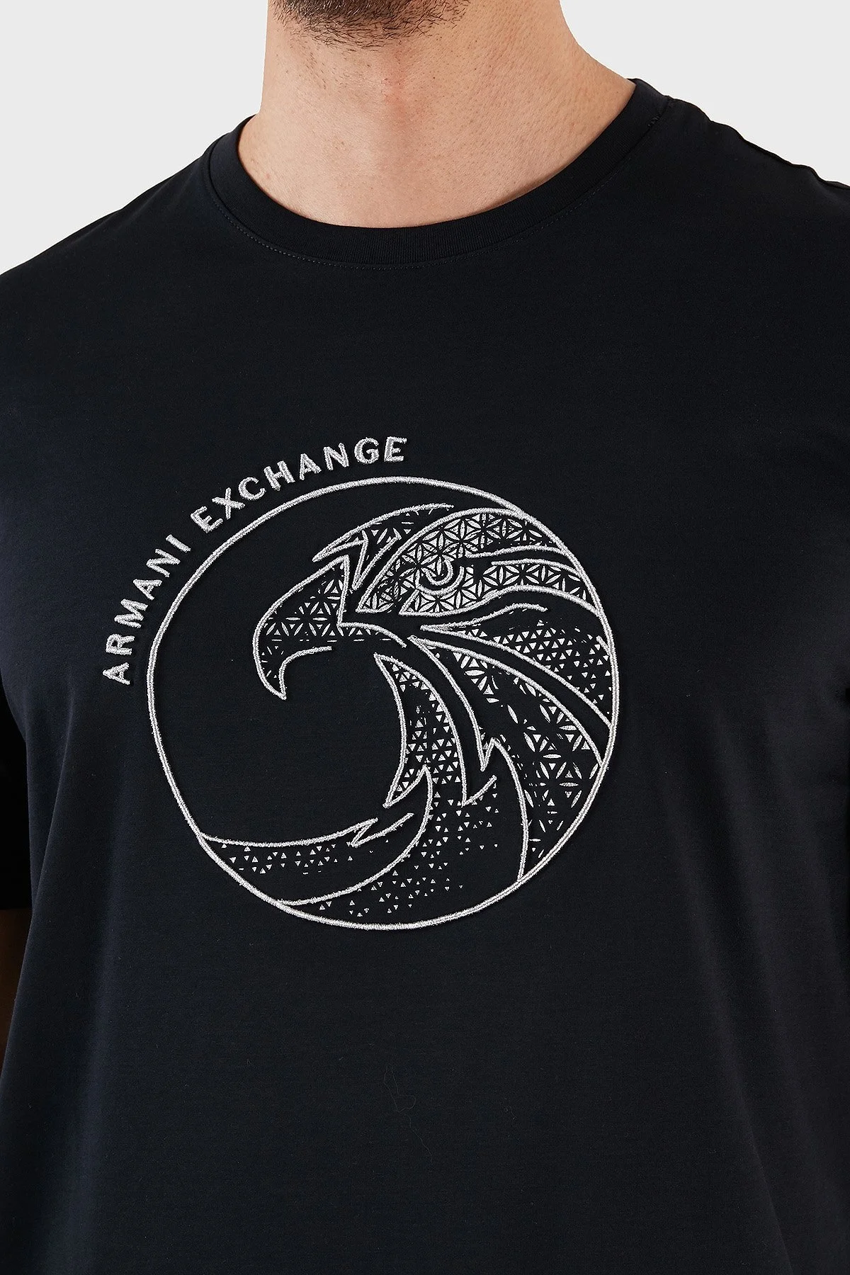 Armani Exchange % 100 Pamuk Regular Fit Bisiklet Yaka Erkek T Shirt 3RZTRD ZJ9AZ 1583 LACİVERT - 5