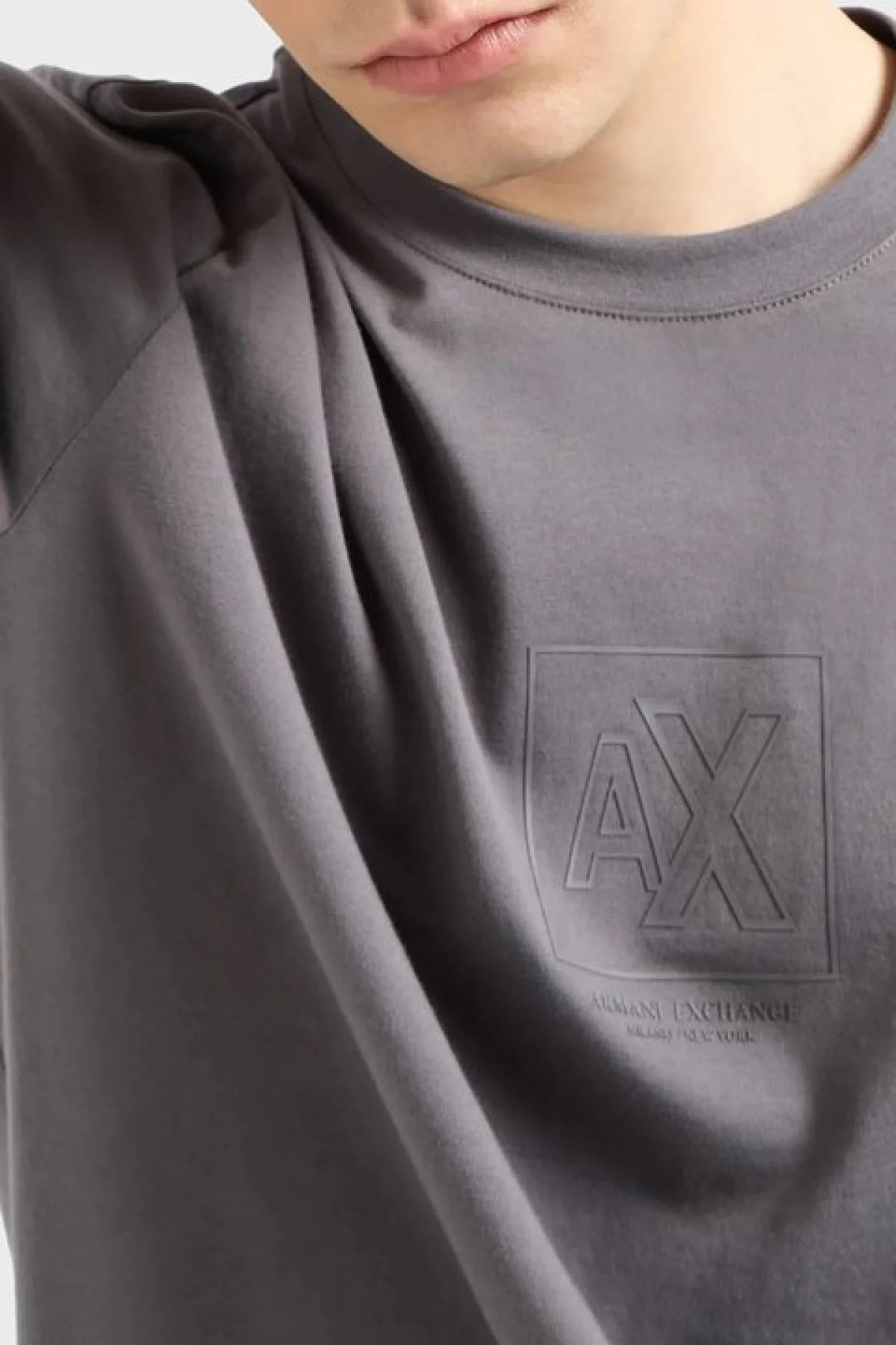 Armani Exchange % 100 Pamuk Regular Fit Bisiklet Yaka Erkek T Shirt 6DZTLE ZJ9JZ 19AA GRİ - 4