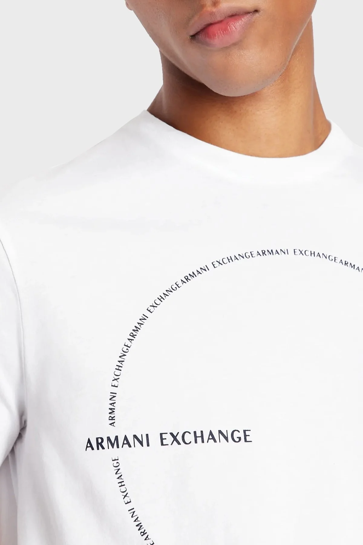 Armani Exchange % 100 Pamuk Regular Fit Bisiklet Yaka Erkek T Shirt 6LZTAC ZJGCZ 1100 BEYAZ - 2