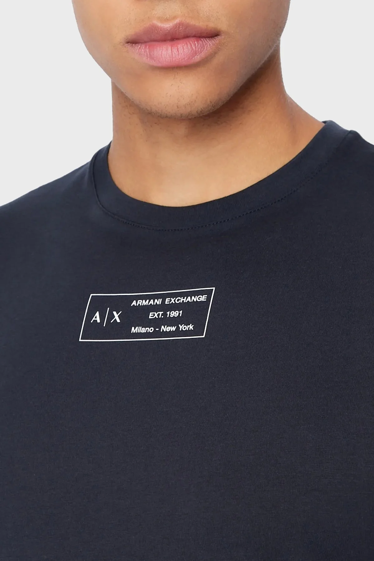 Armani Exchange % 100 Pamuk Regular Fit Bisiklet Yaka Erkek T Shirt 6LZTCL ZJFCZ 1510 LACİVERT - 3