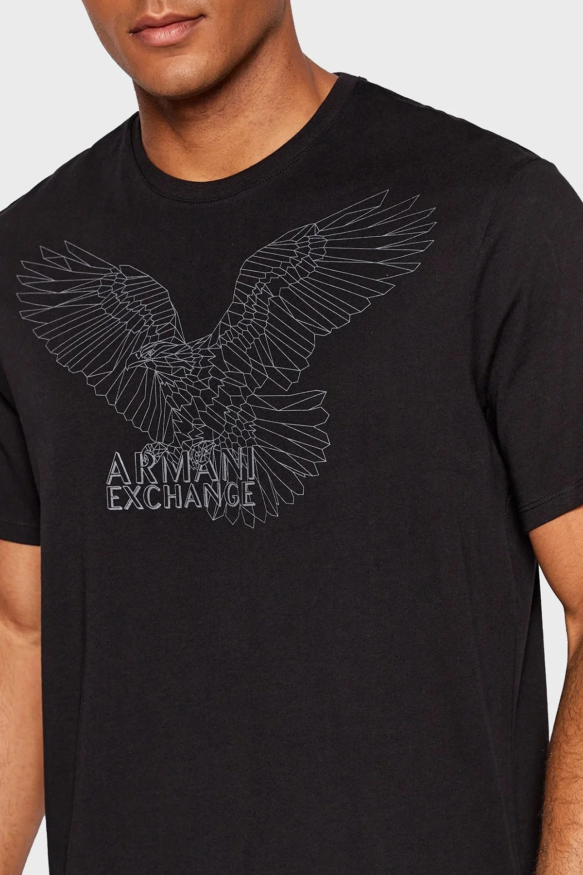 Armani Exchange % 100 Pamuk Regular Fit Bisiklet Yaka Erkek T Shirt 6LZTHL ZJ5LZ 1200 SİYAH - 3