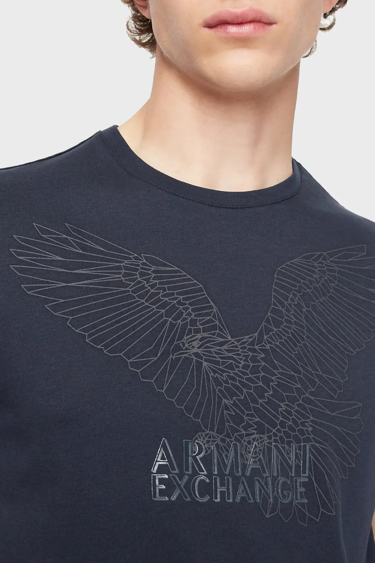 Armani Exchange % 100 Pamuk Regular Fit Bisiklet Yaka Erkek T Shirt 6LZTHL ZJ5LZ 1510 LACİVERT - 3