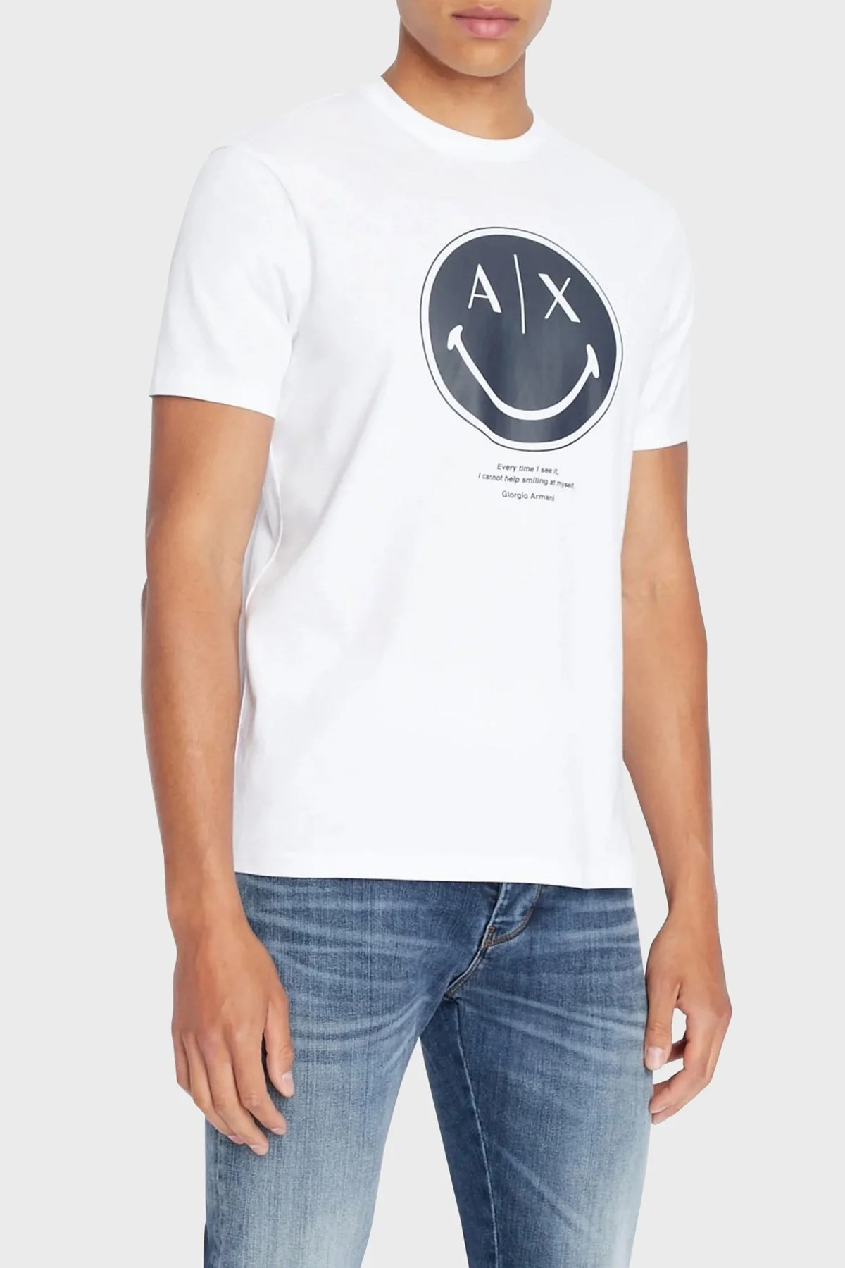 Armani Exchange % 100 Pamuk Regular Fit Bisiklet Yaka Erkek T Shirt 6LZTJS ZJ8EZ 51AD BEYAZ - 1