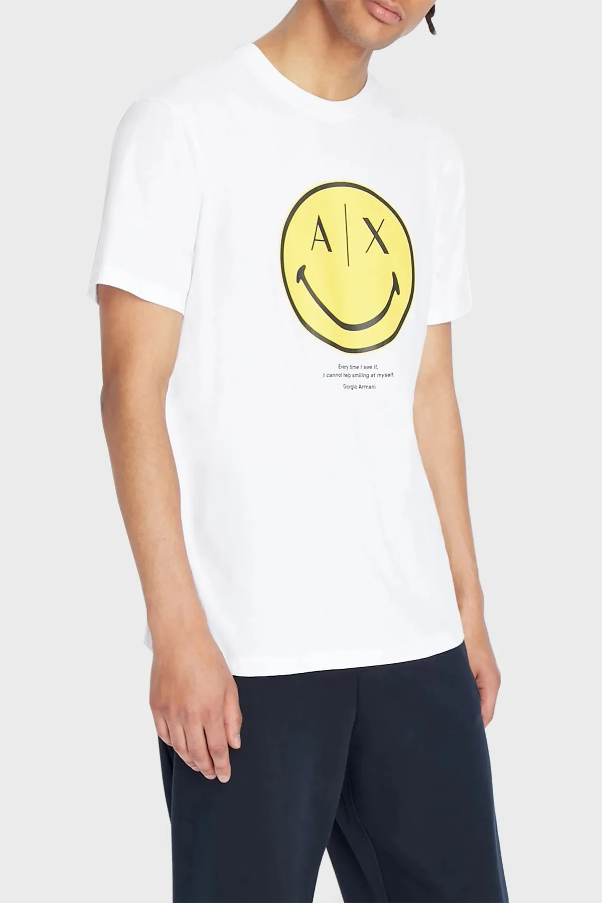 Armani Exchange % 100 Pamuk Regular Fit Bisiklet Yaka Erkek T Shirt 6LZTJS ZJ8EZ 51AE BEYAZ - 1