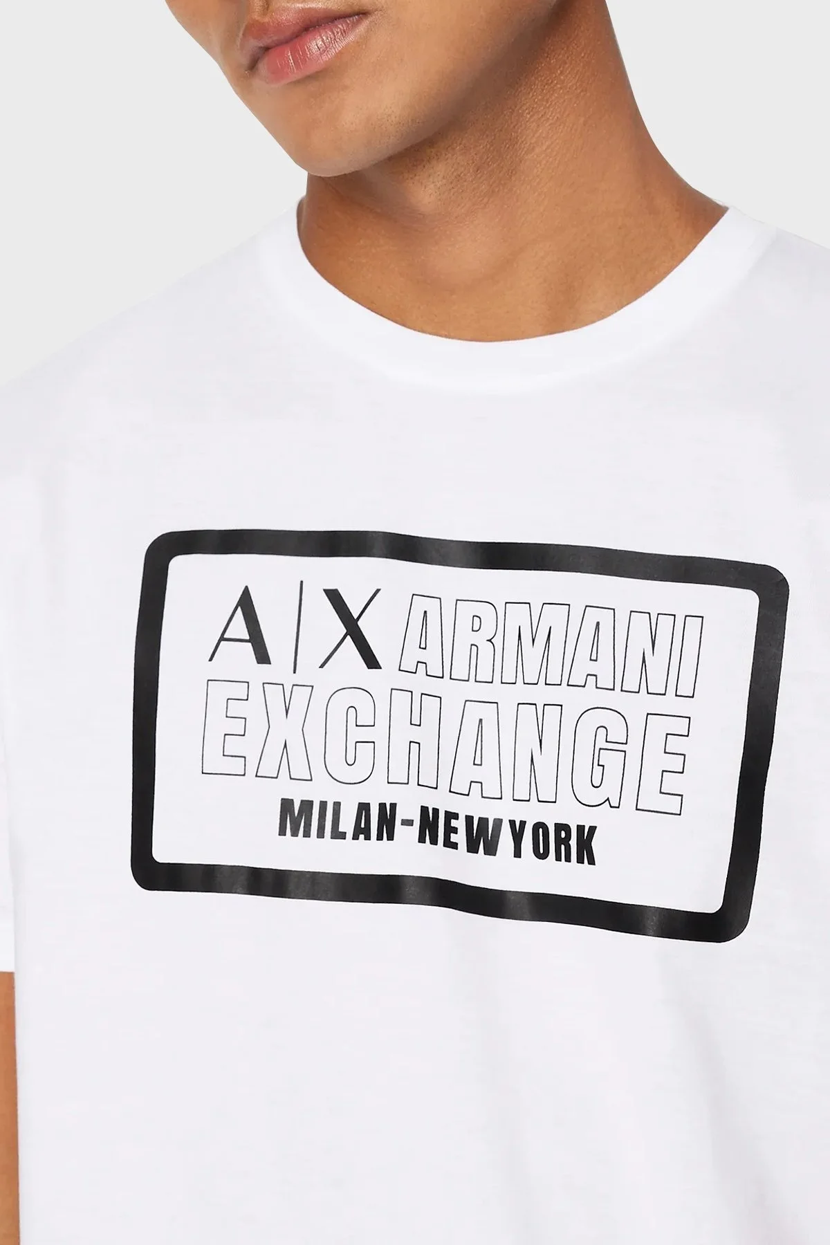 Armani Exchange % 100 Pamuk Regular Fit Bisiklet Yaka Erkek T Shirt 6RZTAD ZJA5Z 1100 BEYAZ - 3