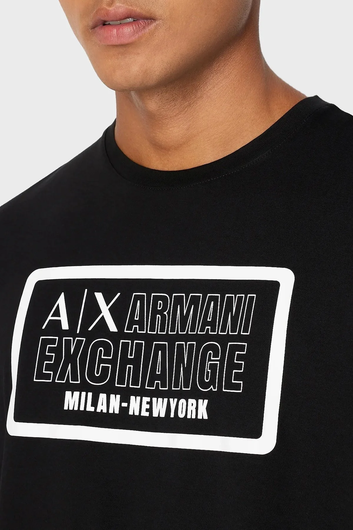 Armani Exchange % 100 Pamuk Regular Fit Bisiklet Yaka Erkek T Shirt 6RZTAD ZJA5Z 1200 SİYAH - 3