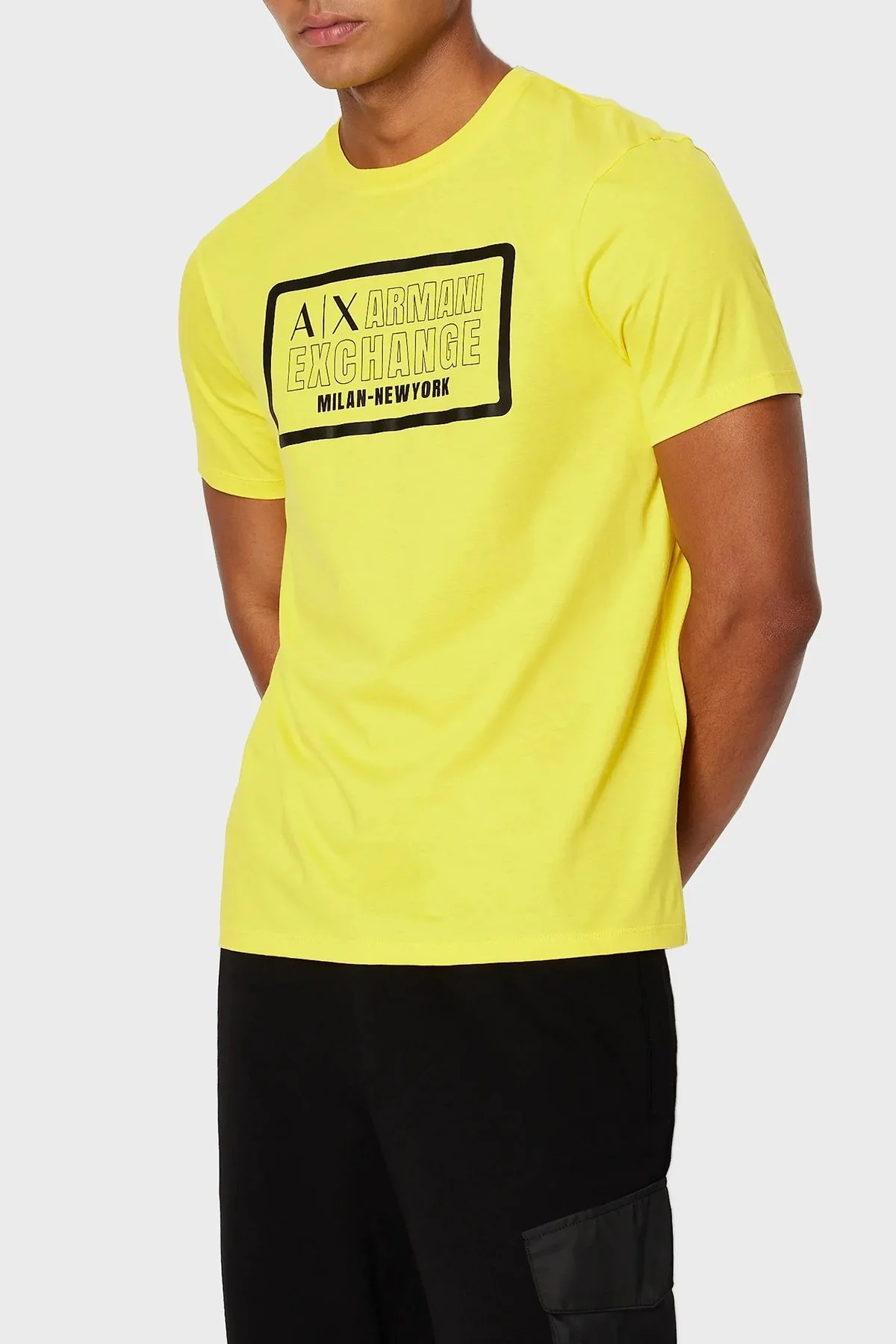 Armani Exchange % 100 Pamuk Regular Fit Bisiklet Yaka Erkek T Shirt 6RZTAD ZJA5Z 1689 SARI - 1