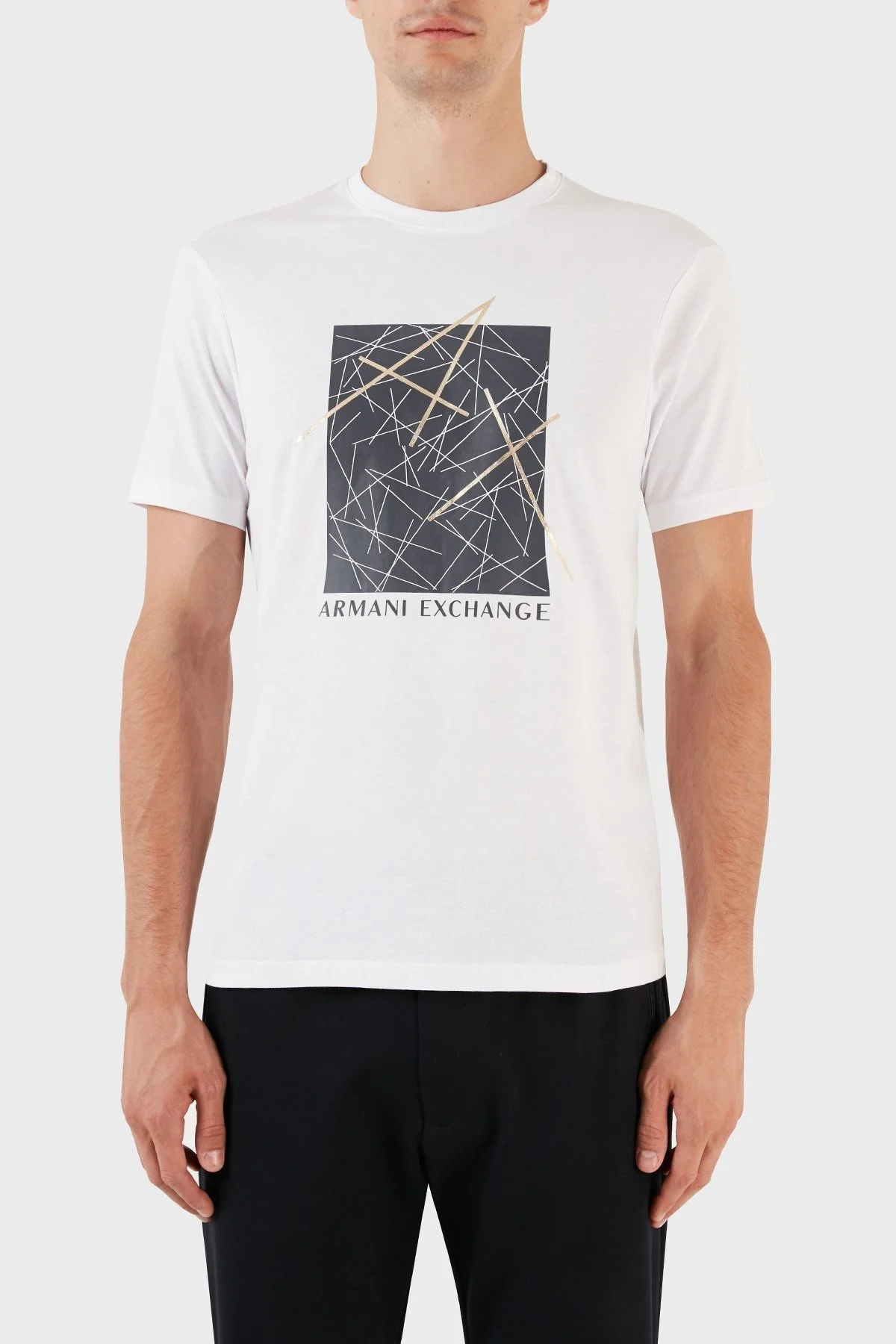 Armani Exchange % 100 Pamuk Regular Fit Bisiklet Yaka Erkek T Shirt 6RZTJT ZJBYZ 1100 BEYAZ - 1