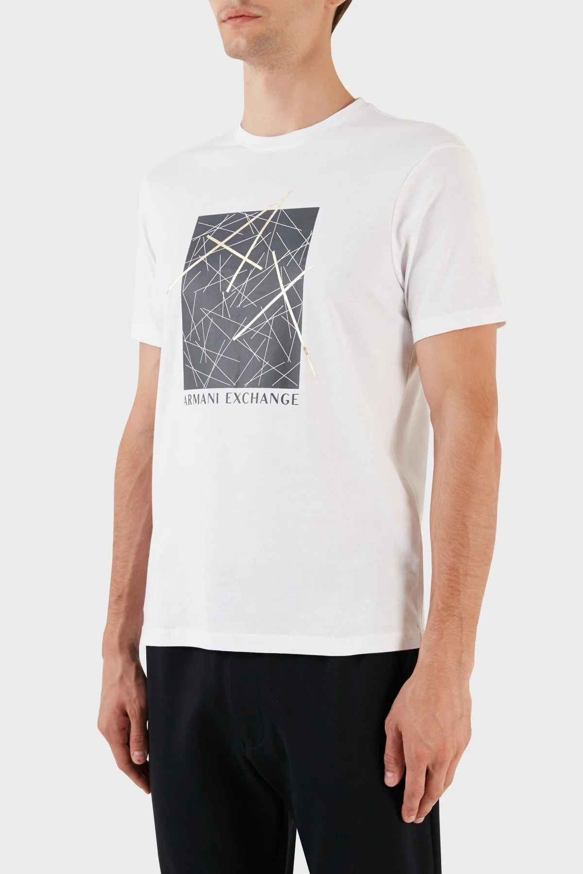 Armani Exchange % 100 Pamuk Regular Fit Bisiklet Yaka Erkek T Shirt 6RZTJT ZJBYZ 1100 BEYAZ - 3