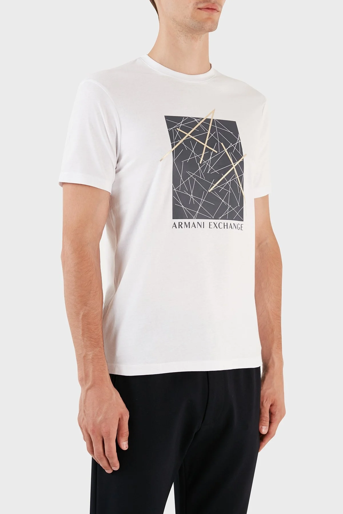 Armani Exchange % 100 Pamuk Regular Fit Bisiklet Yaka Erkek T Shirt 6RZTJT ZJBYZ 1100 BEYAZ - 4