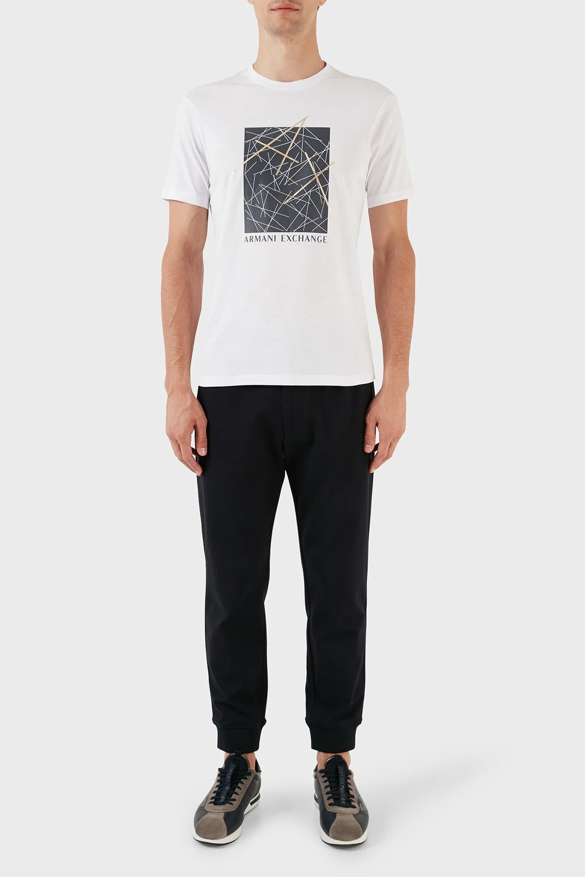 Armani Exchange % 100 Pamuk Regular Fit Bisiklet Yaka Erkek T Shirt 6RZTJT ZJBYZ 1100 BEYAZ - 5