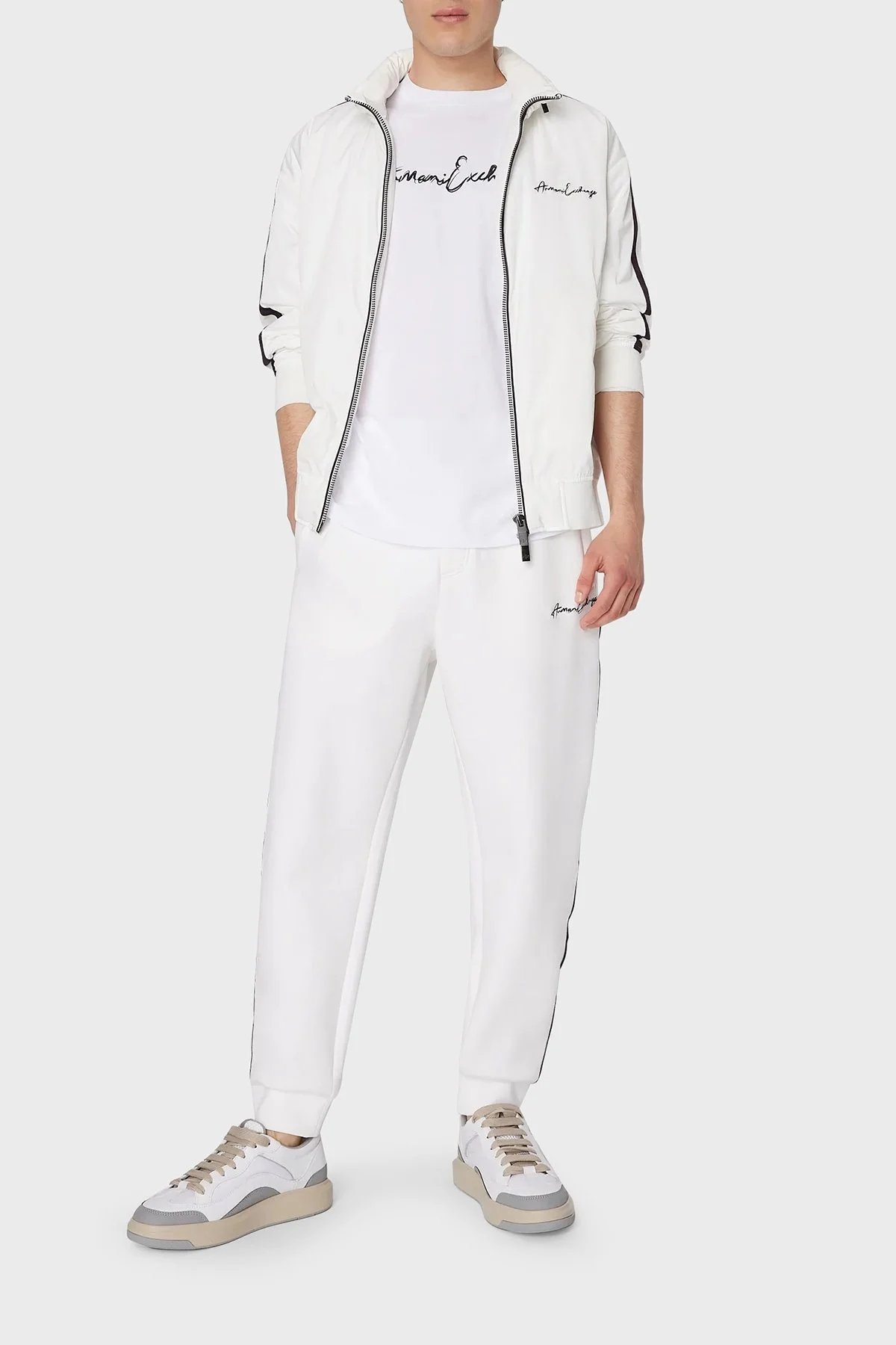 Armani Exchange % 100 Pamuk Regular Fit Bisiklet Yaka Erkek T Shirt 6RZTLM ZJ8EZ 1100 BEYAZ - 3