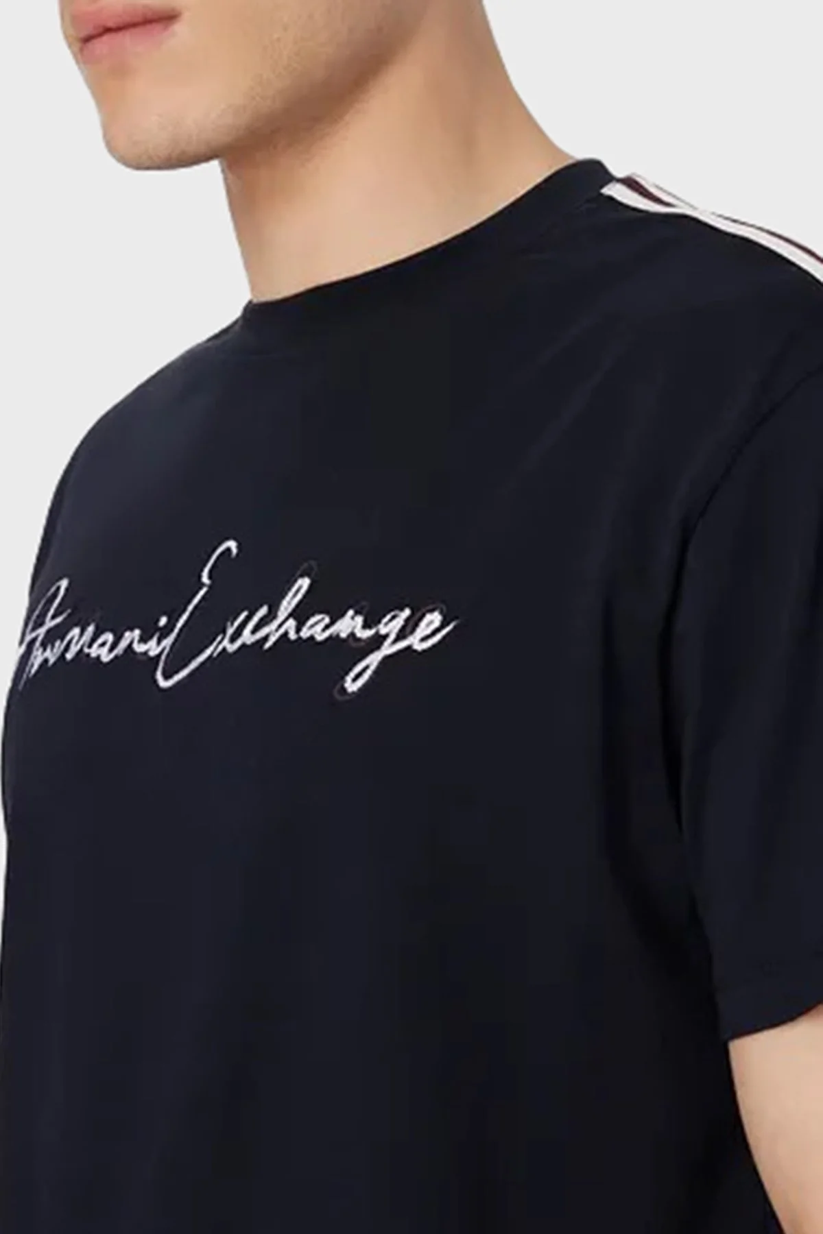 Armani Exchange % 100 Pamuk Regular Fit Bisiklet Yaka Erkek T Shirt 6RZTLM ZJ8EZ 1583 LACİVERT - 3