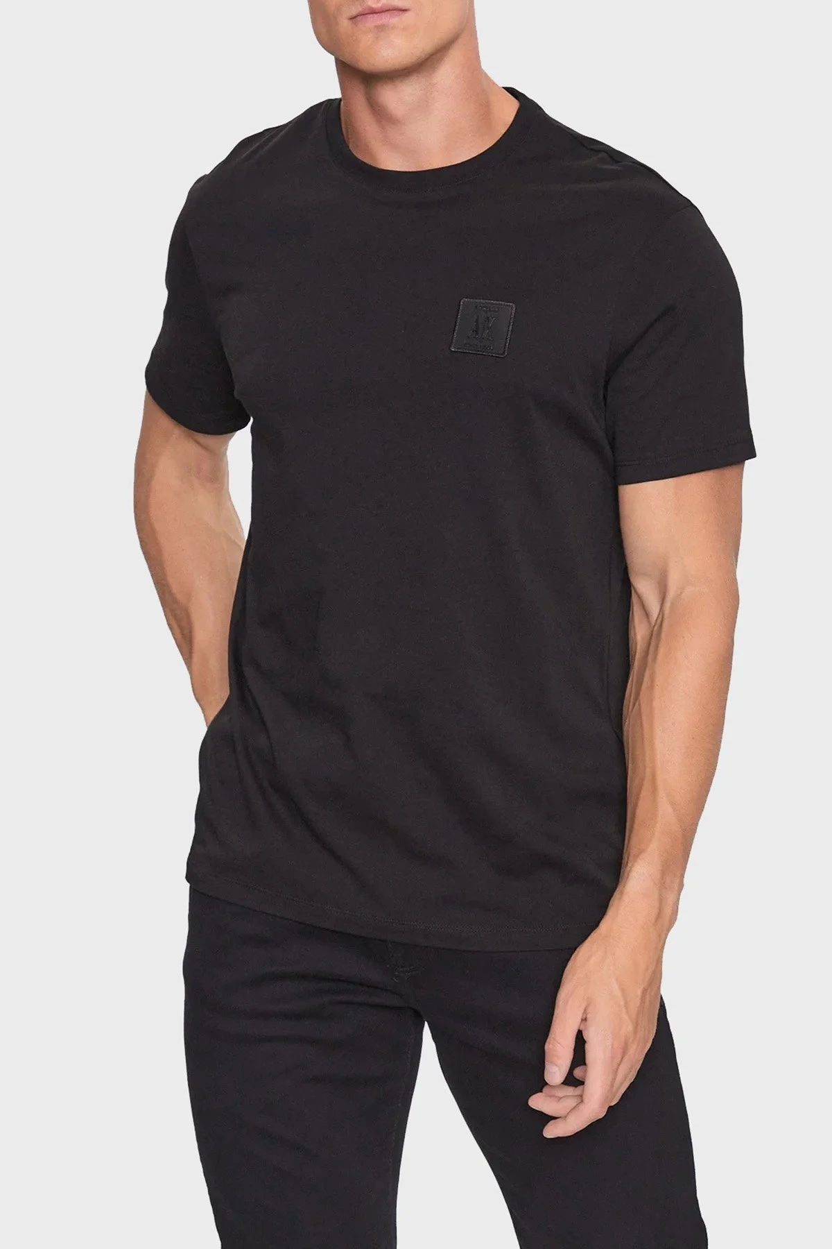 Armani Exchange % 100 Pamuk Regular Fit Bisiklet Yaka Erkek T Shirt 8NZTPR ZJH4Z 5237 SİYAH - 1